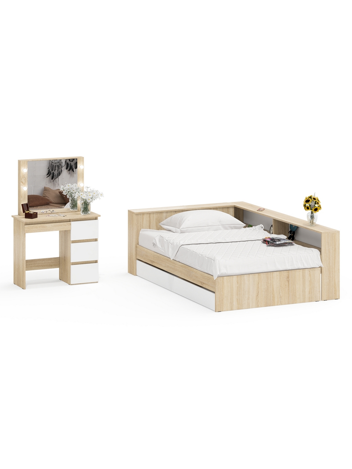 Изображение товара Кровать Свк Ксения 120x200 см цвет дуб сонома/белый 1030775K