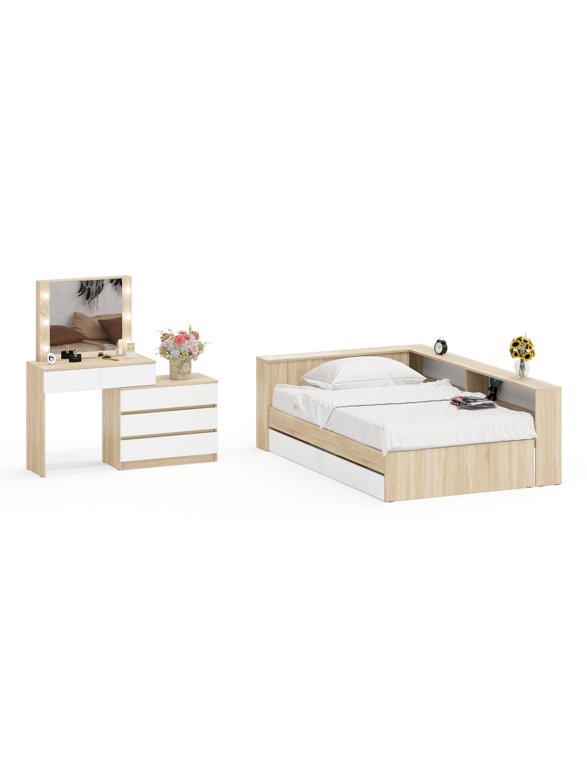 Изображение товара Кровать СВК Ксения 1200ПБ+Ст-110 Современная кровать с ящиками и подсветкой