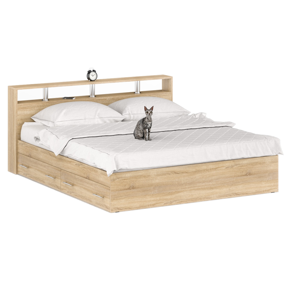 Изображение товара Кровать СВК Камелия 1600 с ящиками дуб сонома