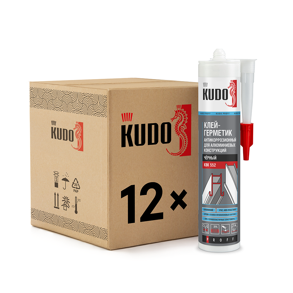 Изображение товара Клей-герметик Kudo Proff антикоррозионный для алюминиевых конструкций KBK-552 черный 280 мл Изображение товара Клей-герметик Kudo Proff антикоррозионный для алюминиевых конструкций KBK-552 черный 280 мл