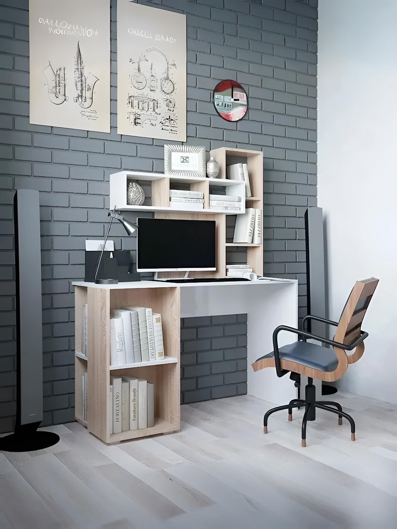 Изображение товара Стол письменный Олимп 120x155x50 см ЛДСП цвет дуб сонома/белый