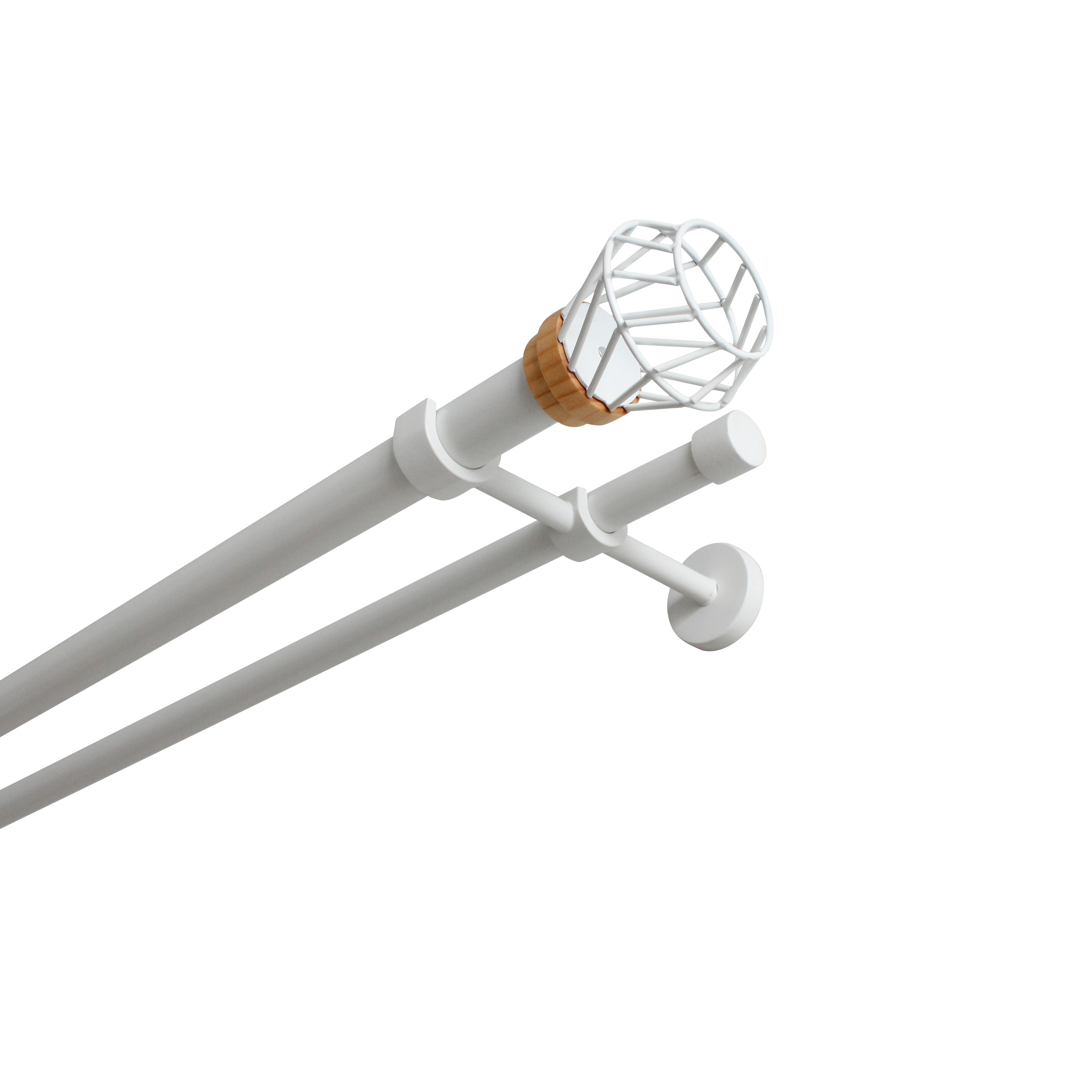 Изображение товара Настенный карниз раздвижной двухрядный Тулис d25/28 200-360 см металл цвет белый