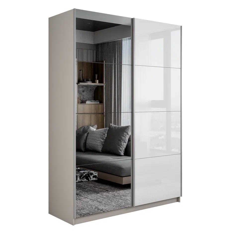 Изображение товара Шкаф-купе МЕБЕЛЬНАЯ КОМПАНИЯ Е1 Прайм 2 двери с зеркалом, бежевый 120x230x57