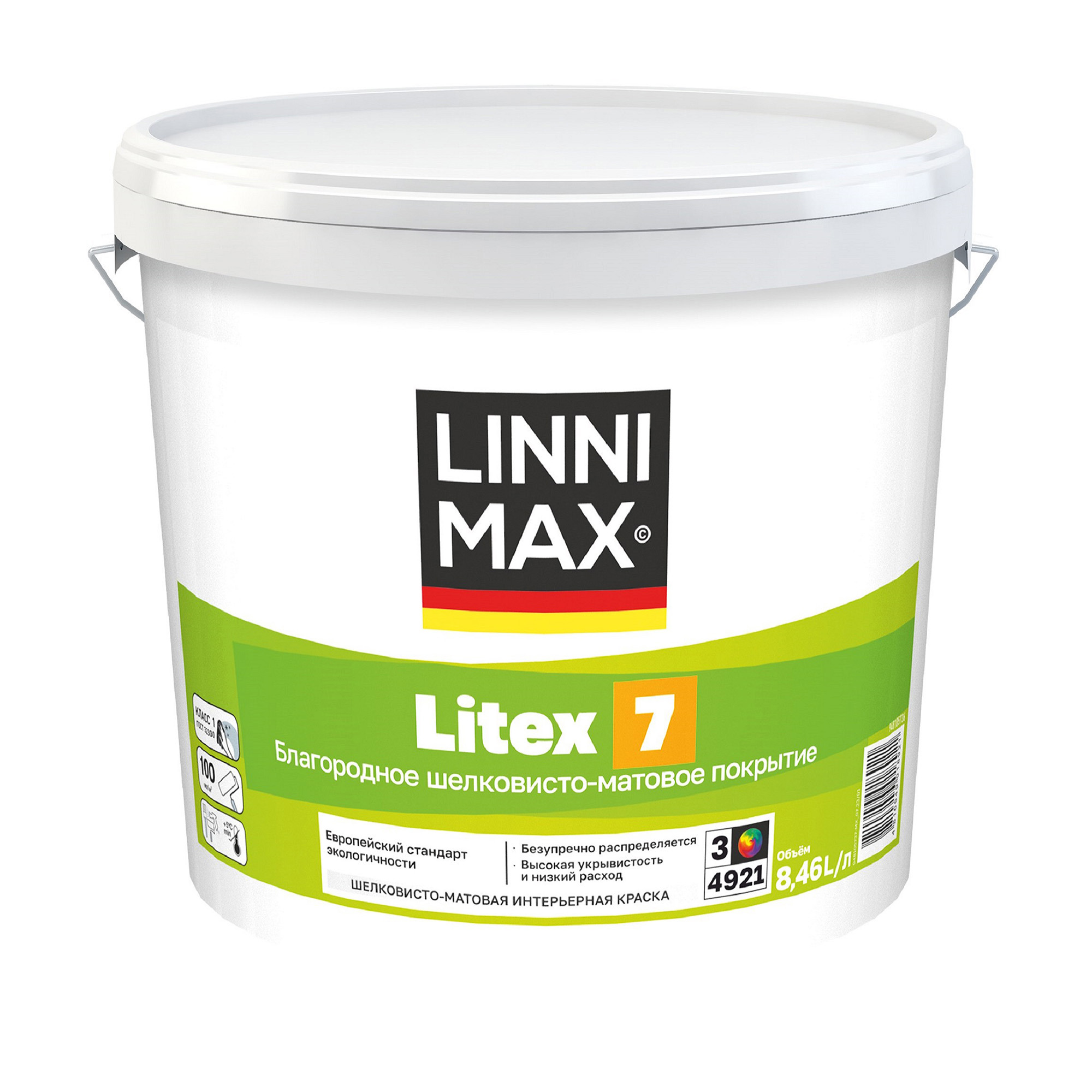 Изображение товара Бесцветная интерьерная краска Linnimax Litex 7 база C, водная, износостойкая, 8.46 л