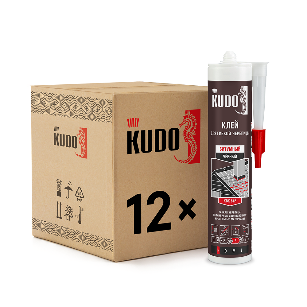 Изображение товара Клей-герметик битумный Kudo Home KBK-612 для гибкой кровли черный 280 мл Изображение товара Клей-герметик битумный Kudo Home KBK-612 для гибкой кровли черный 280 мл