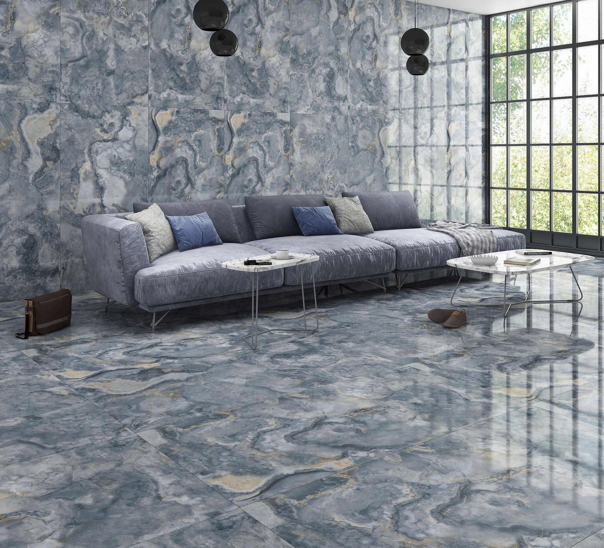 Изображение товара Керамогранит Neodom Azul Onyx Polished 80x160 см прямоугольный крупный плитка