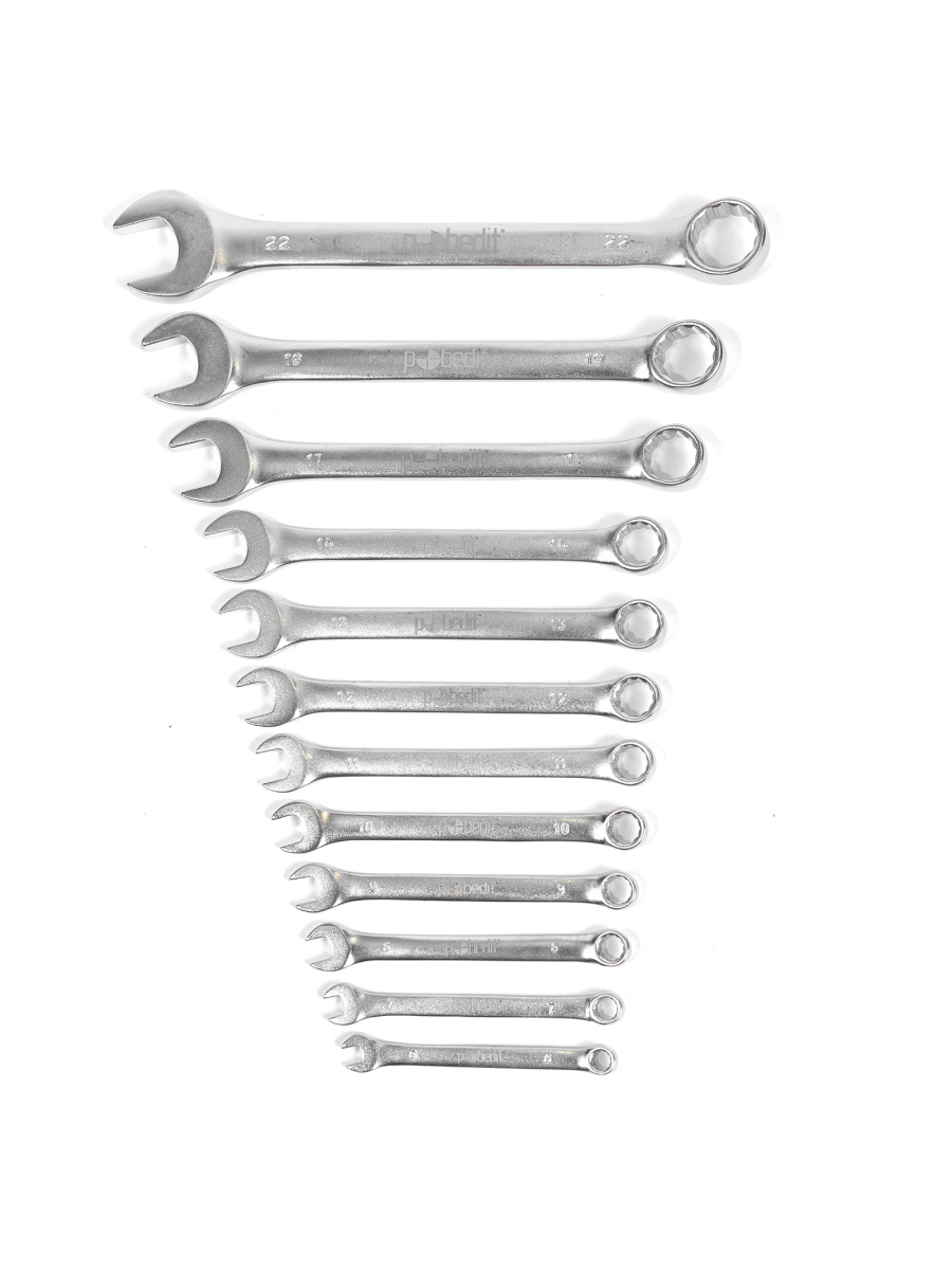 Изображение товара Набор комбинированных ключей Pobedit 2735718 12 шт 6-22 мм Изображение товара Набор комбинированных ключей Pobedit 2735718 12 шт 6-22 мм