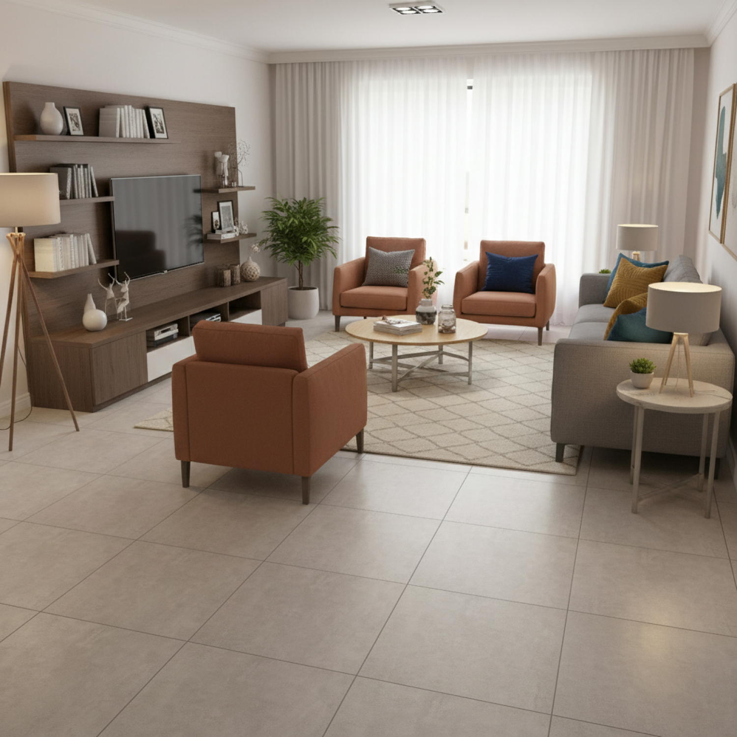Изображение товара Керамогранит Novin Cream Rivera Marrone ректифицированный 60x60x0.9 1.44 м2 матовый серый