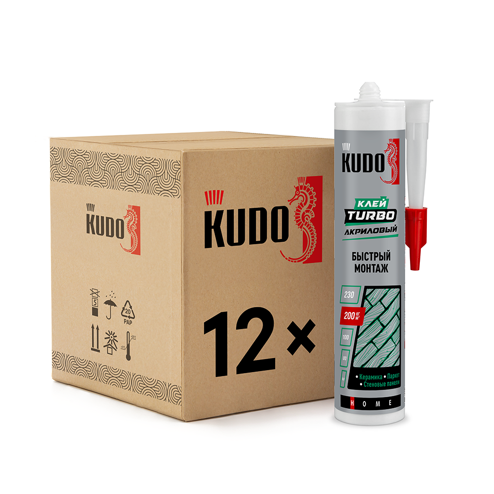 Изображение товара Монтажный клей Kudo Home Turbo для быстрого монтажа акриловый белый 280 мл KBK-331