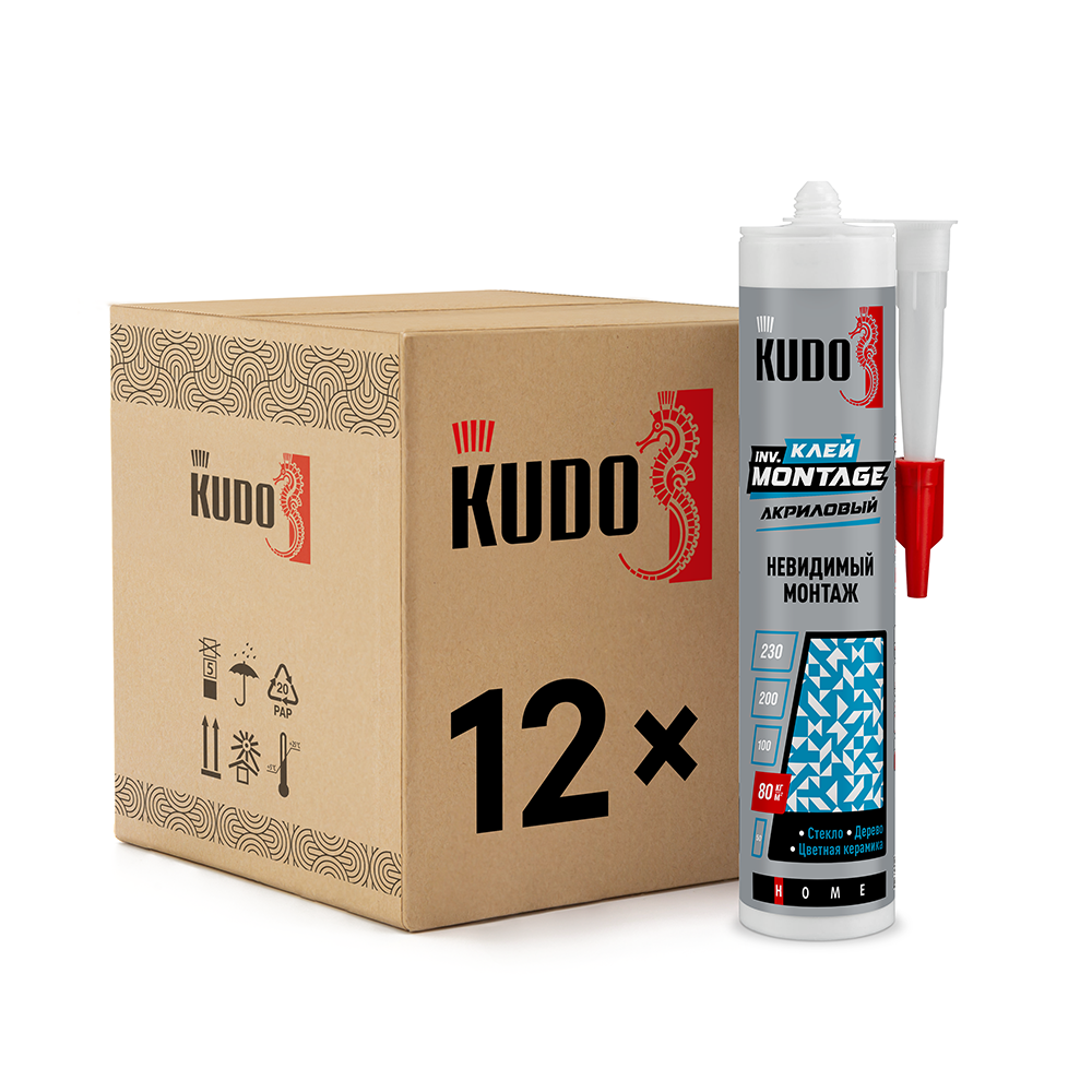 Изображение товара Монтажный клей Kudo Home Мontage для невидимого монтажа акриловый прозрачный 280 мл
