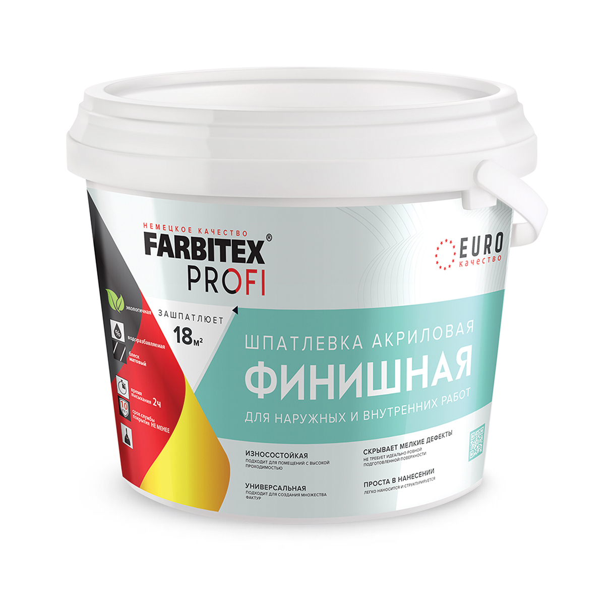 Изображение товара Шпатлевка Farbitex profi акриловая финишная для наружных и внутренних работ 6 кг Изображение товара Шпатлевка Farbitex profi акриловая финишная для наружных и внутренних работ 6 кг