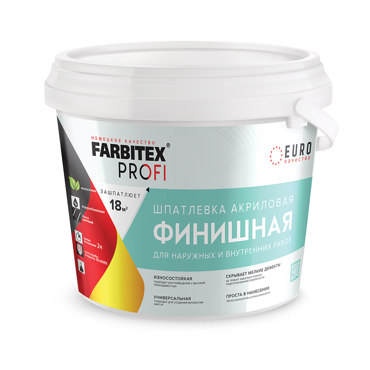Изображение товара Финишная акриловая шпатлевка Farbitex profi 13 кг для внутренних и наружных работ Изображение товара Финишная акриловая шпатлевка Farbitex profi 13 кг для внутренних и наружных работ