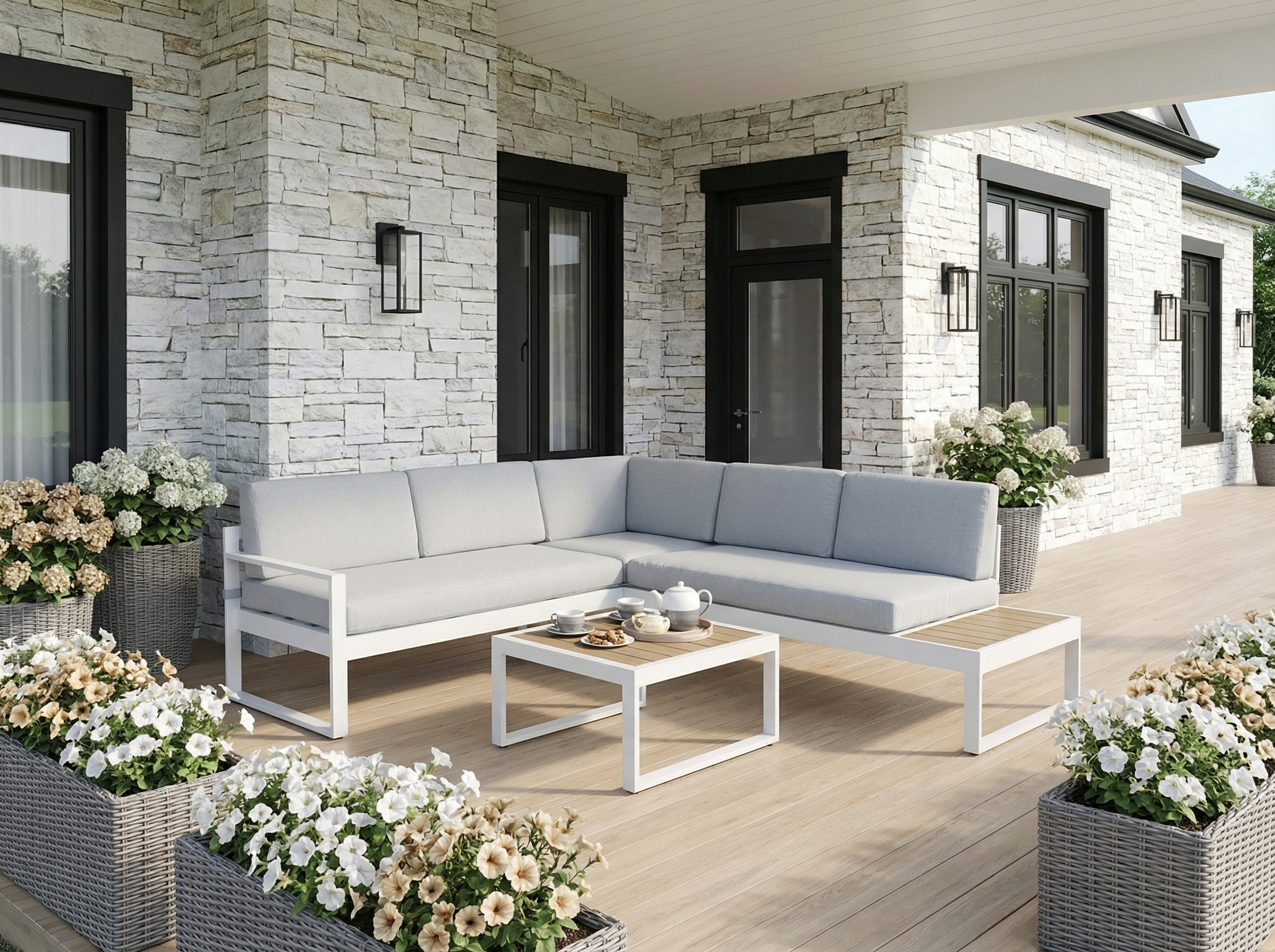 Изображение товара Набор садовой мебели Артротанг Женева с угловым диваном и столом