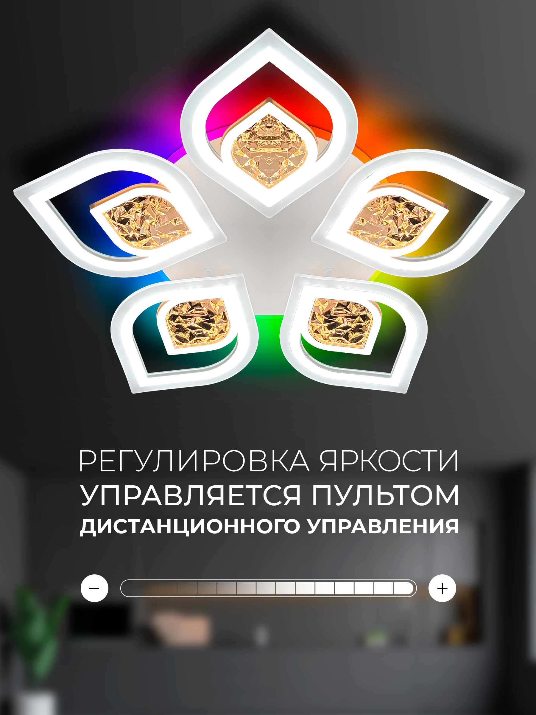 Изображение товара Astrea Malvain: LED люстра 11 плафонов, пульт, 24 м²