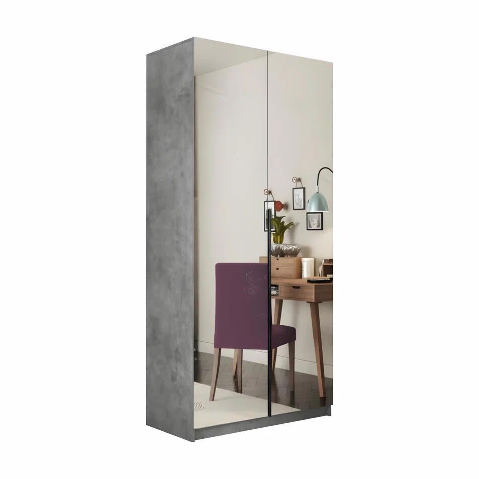 Изображение товара Шкаф распашной Мебельная компания Е 1 Локер с 2 дверями и зеркалом 101x220x52 см ЛДСП цвет серый LCKZ_SH_M1_1000_BT