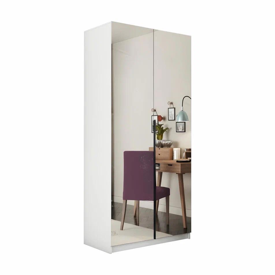 Изображение товара Шкаф распашной Мебельная компания Е 1 Локер с 2 дверями и зеркалом 101x220x52 см ЛДСП цвет белый LCKZ_SH_1000_B