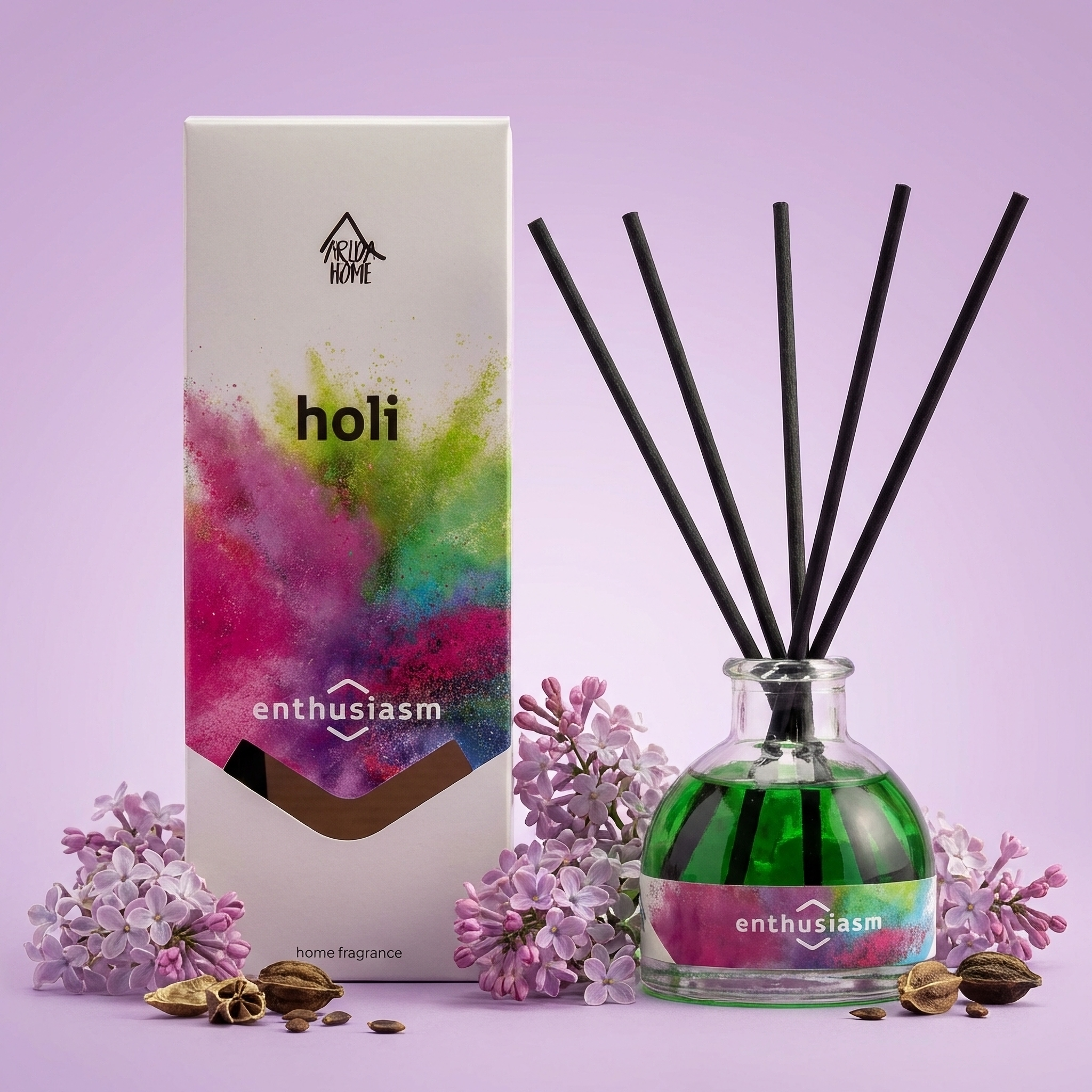 Изображение товара Ароматический диффузор Arida Home Holi Enthusiasm 50 мл для уюта и свежести Изображение товара Ароматический диффузор Arida Home Holi Enthusiasm 50 мл для уюта и свежести