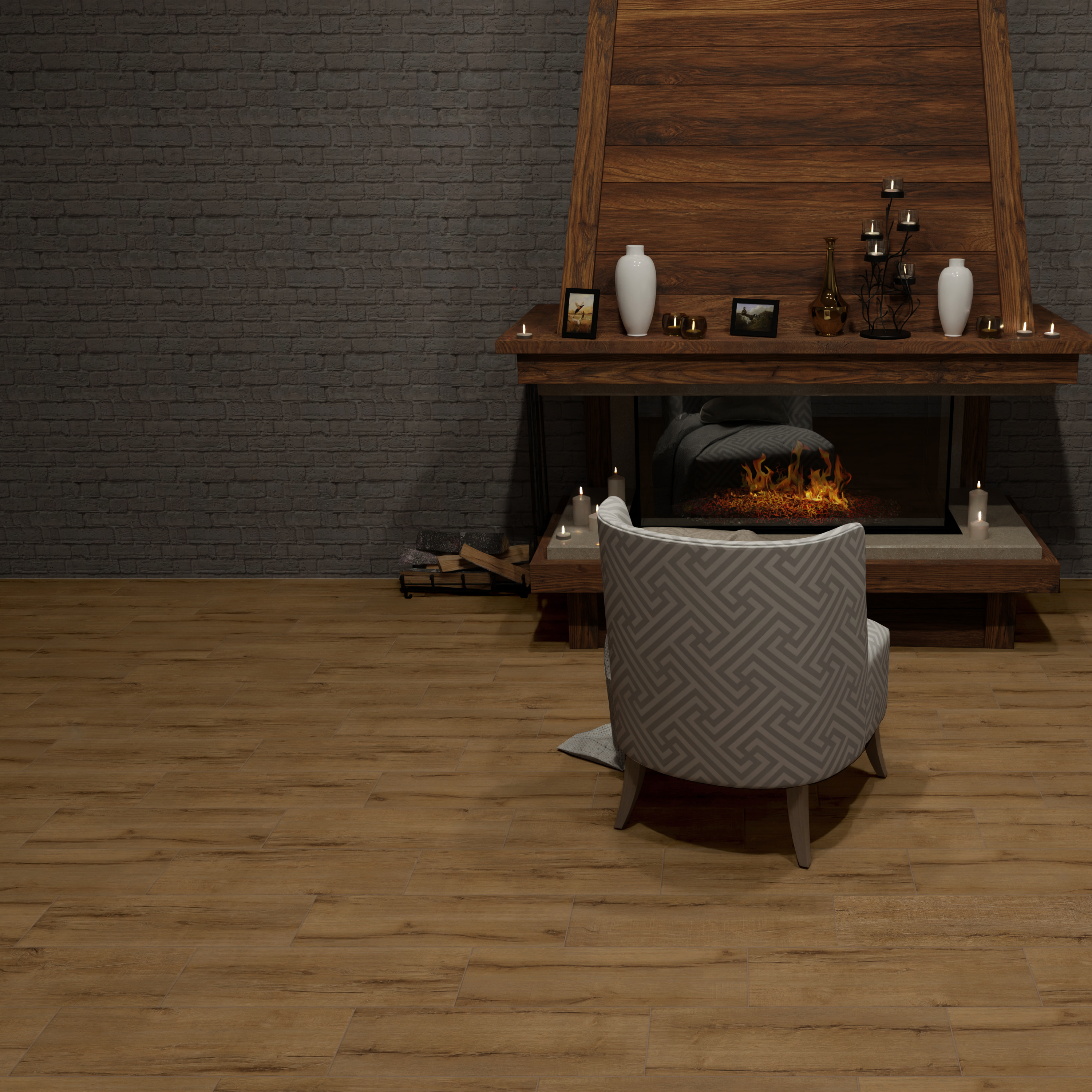 Изображение товара Глазурованный керамогранит Global Tile Derbent_GT 19.7x60 см 1.182 м² матовый цвет коричневый