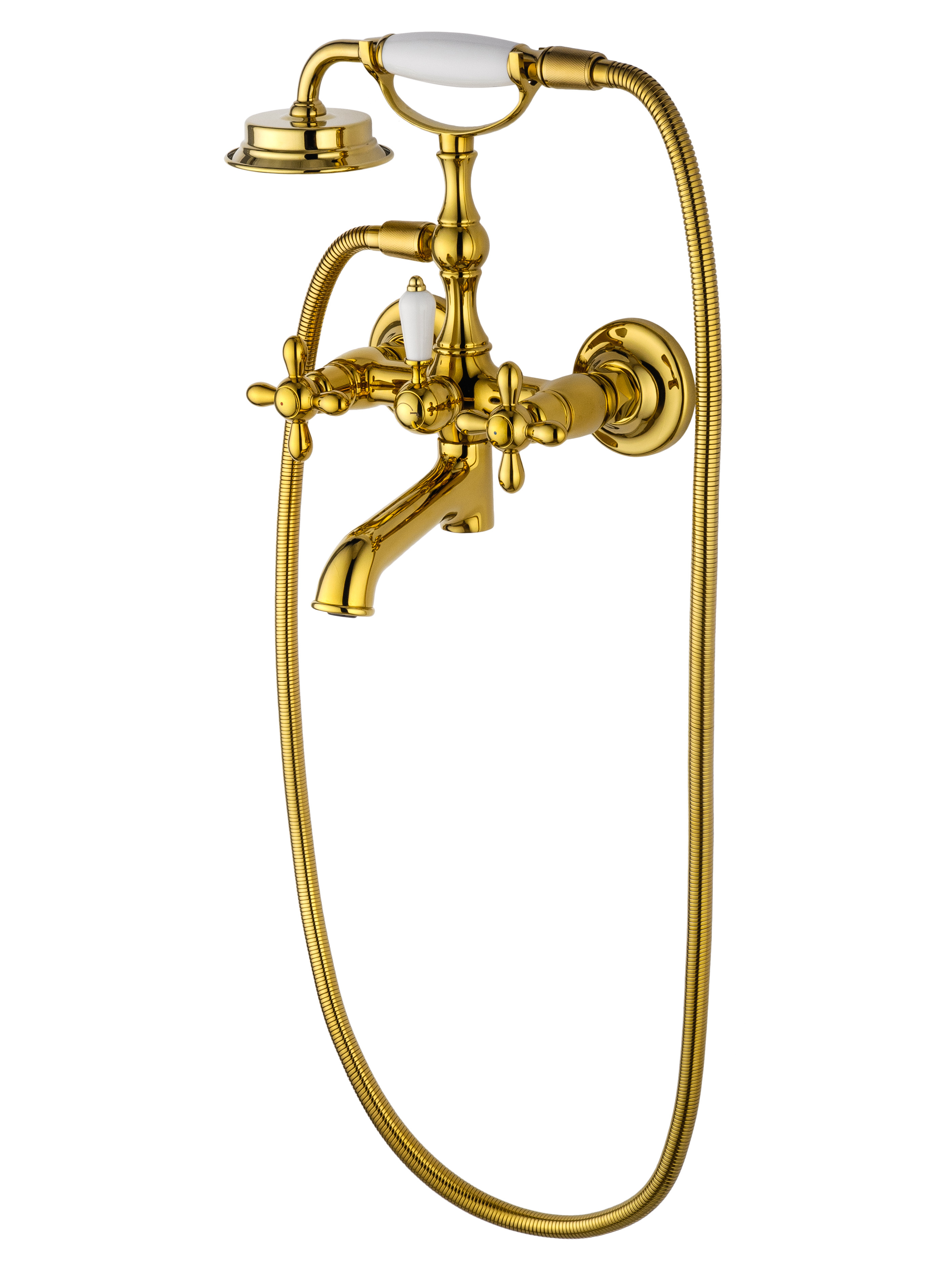 Изображение товара Смеситель WONZON & WOGHAND Retro Золото 2 режима с лейкой и шлангом WW-88639020-PG