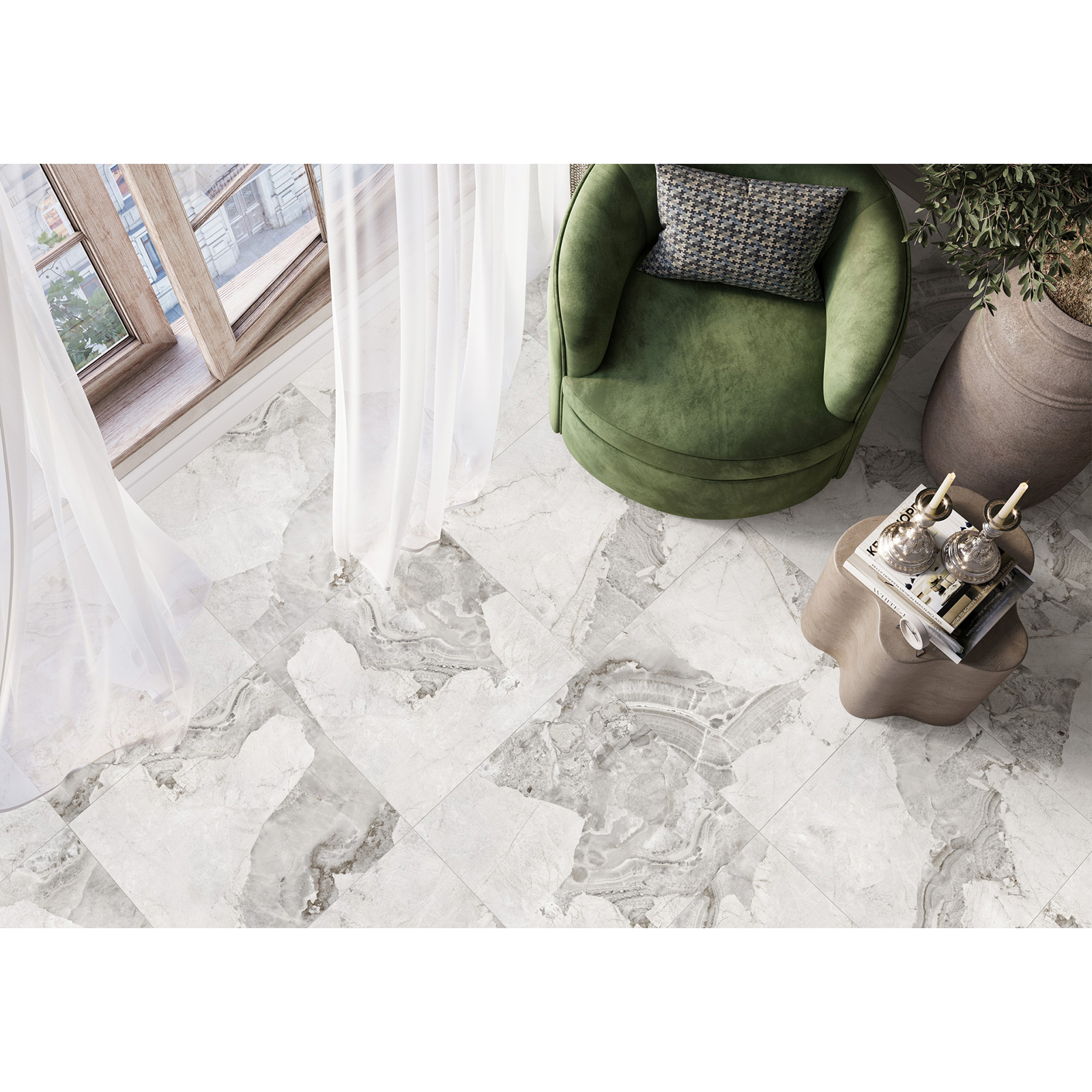 Изображение товара Глазурованный керамогранит Alma Ceramica Patagonia Ice 04 60x60 см 1.8 м² матовый цвет бежевый