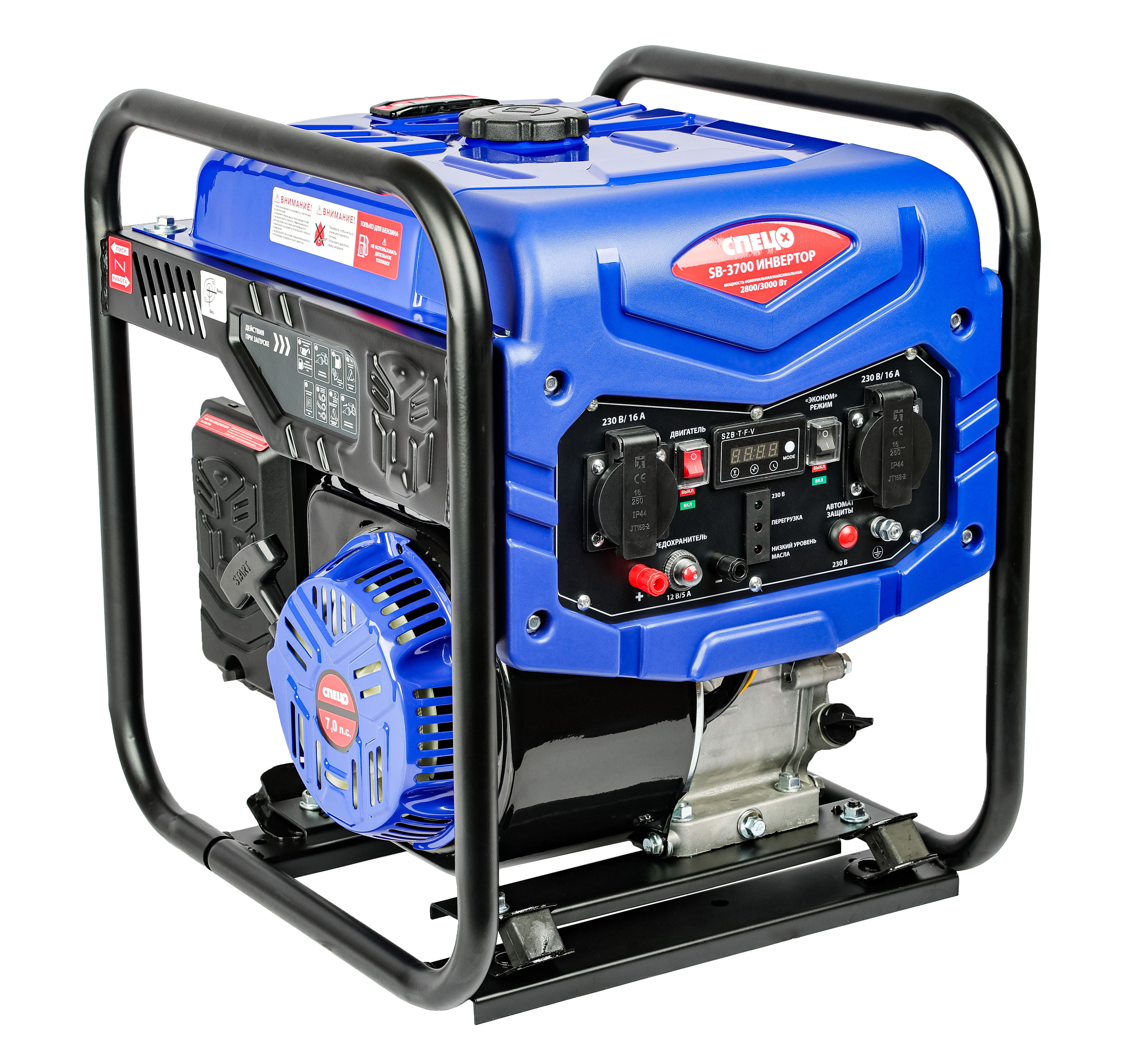Изображение товара Генератор бензиновый инверторный Спец SB-3700 3 кВт с цифровым дисплеем