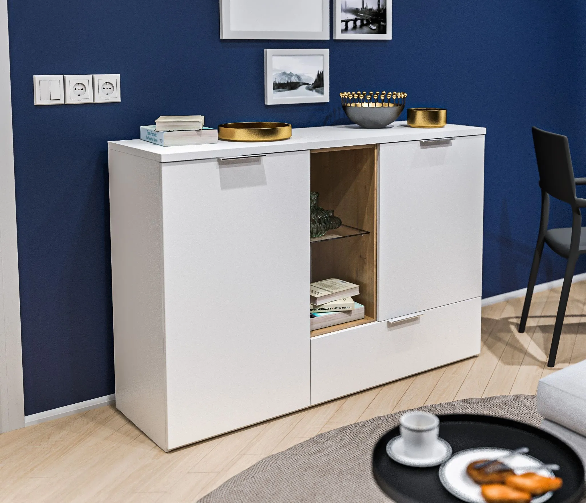 Изображение товара Комод Столплит Мальта СБ-3264/1 1 ящик 128x40x86 см кдсп цвет белый