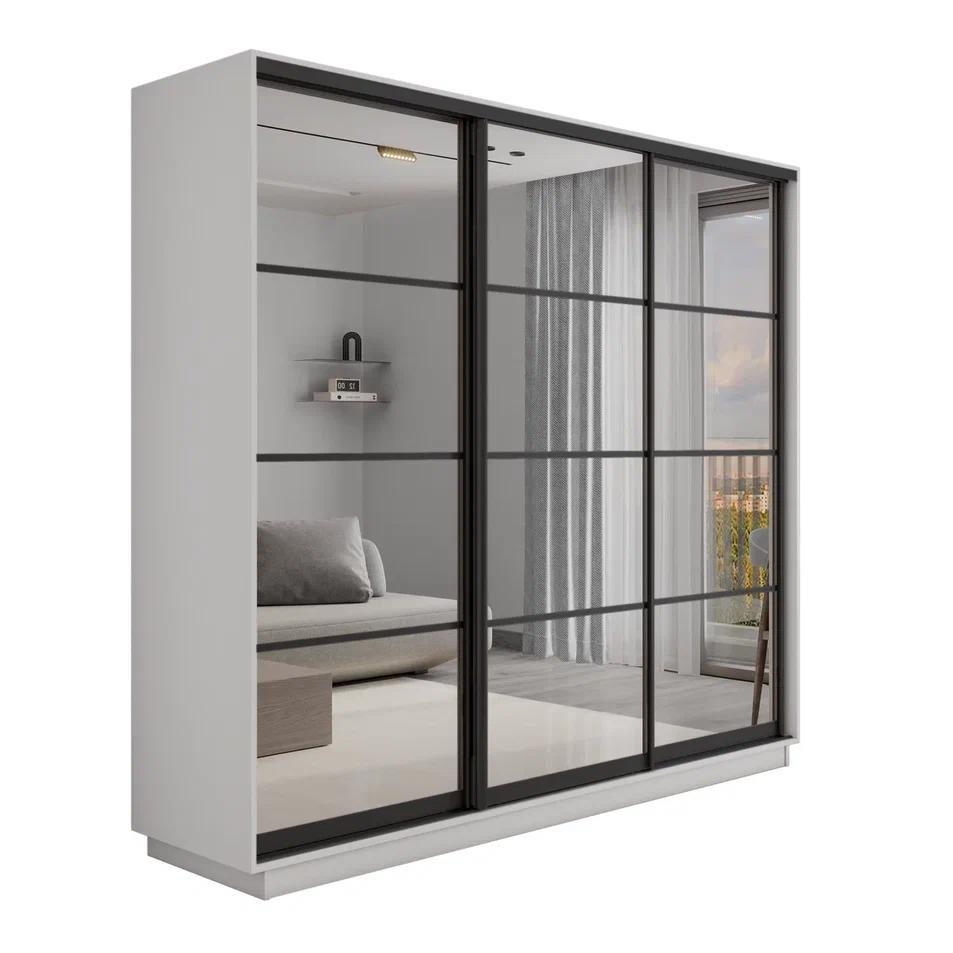 Изображение товара Шкаф-купе Мебельная компания Е 1 Экспресс с 3 дверями с зеркалом 220x180x45 см ЛДСП цвет белый