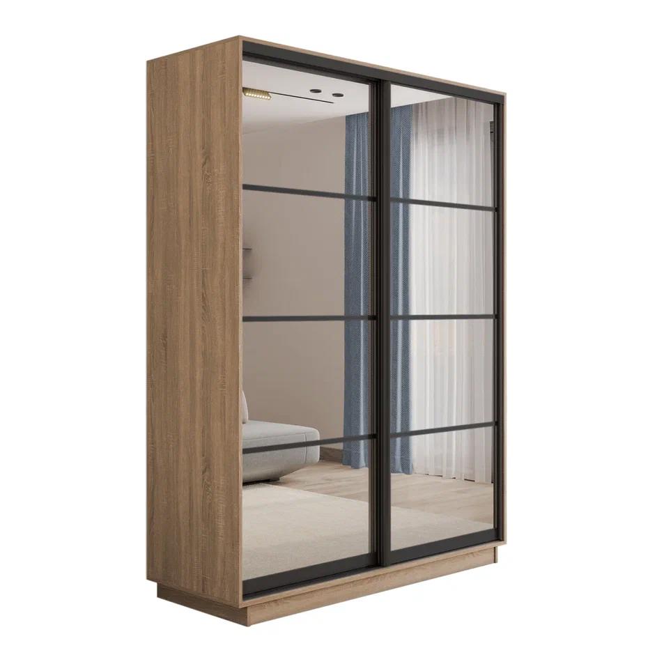 Изображение товара Шкаф-купе Мебельная компания Е 1 Экспресс с 2 дверями с зеркалом 220x140x60 см ЛДСП цвет бежевый E4EKD_PBL_140_S