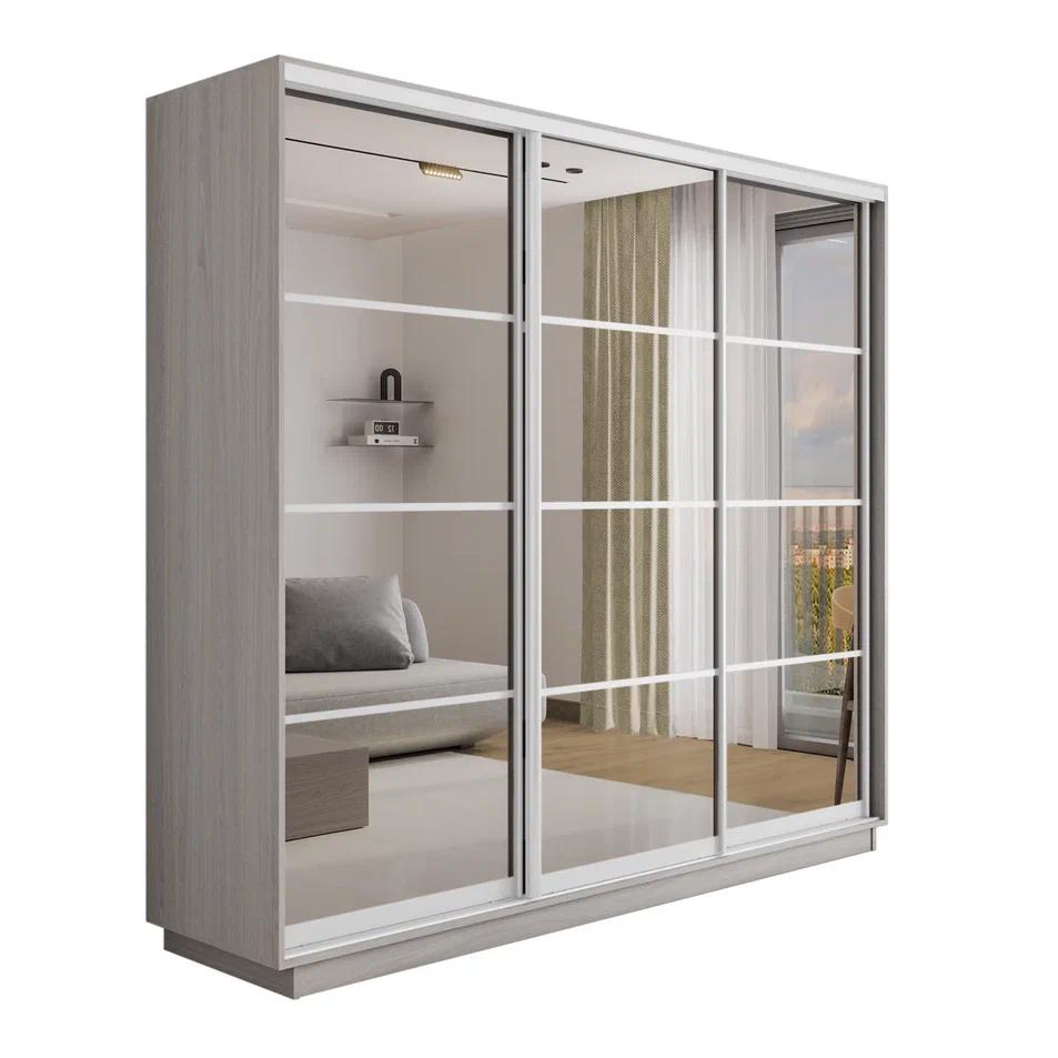 Изображение товара Шкаф-купе Мебельная компания Е 1 Экспресс с 3 дверями с зеркалом 240x240x60 см ЛДСП цвет ясень анкор светлый