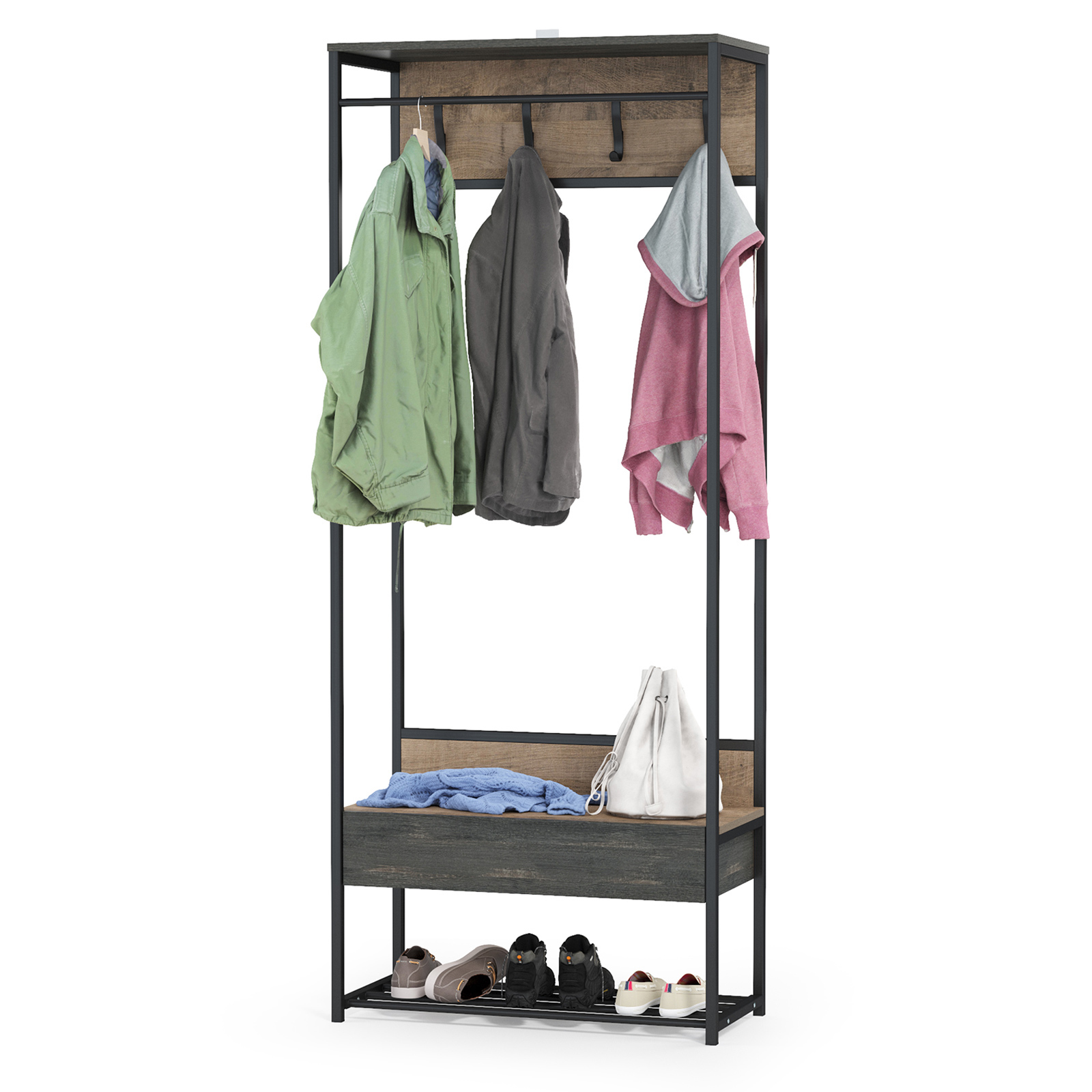 Изображение товара Комплект мебели для прихожей Mobi Трувор 15.120 80x194.2x36.6 см ЛДСП цвет дуб гранж песочный/интра