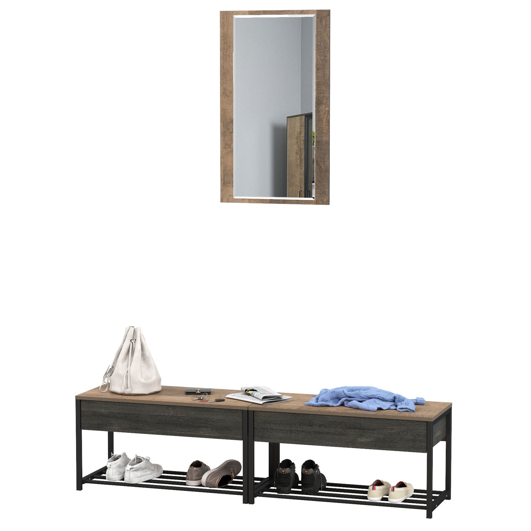 Изображение товара Комплект мебели для прихожей Mobi Трувор № 192 80x195x36.6 см ЛДСП цвет дуб гранж песочный/интра