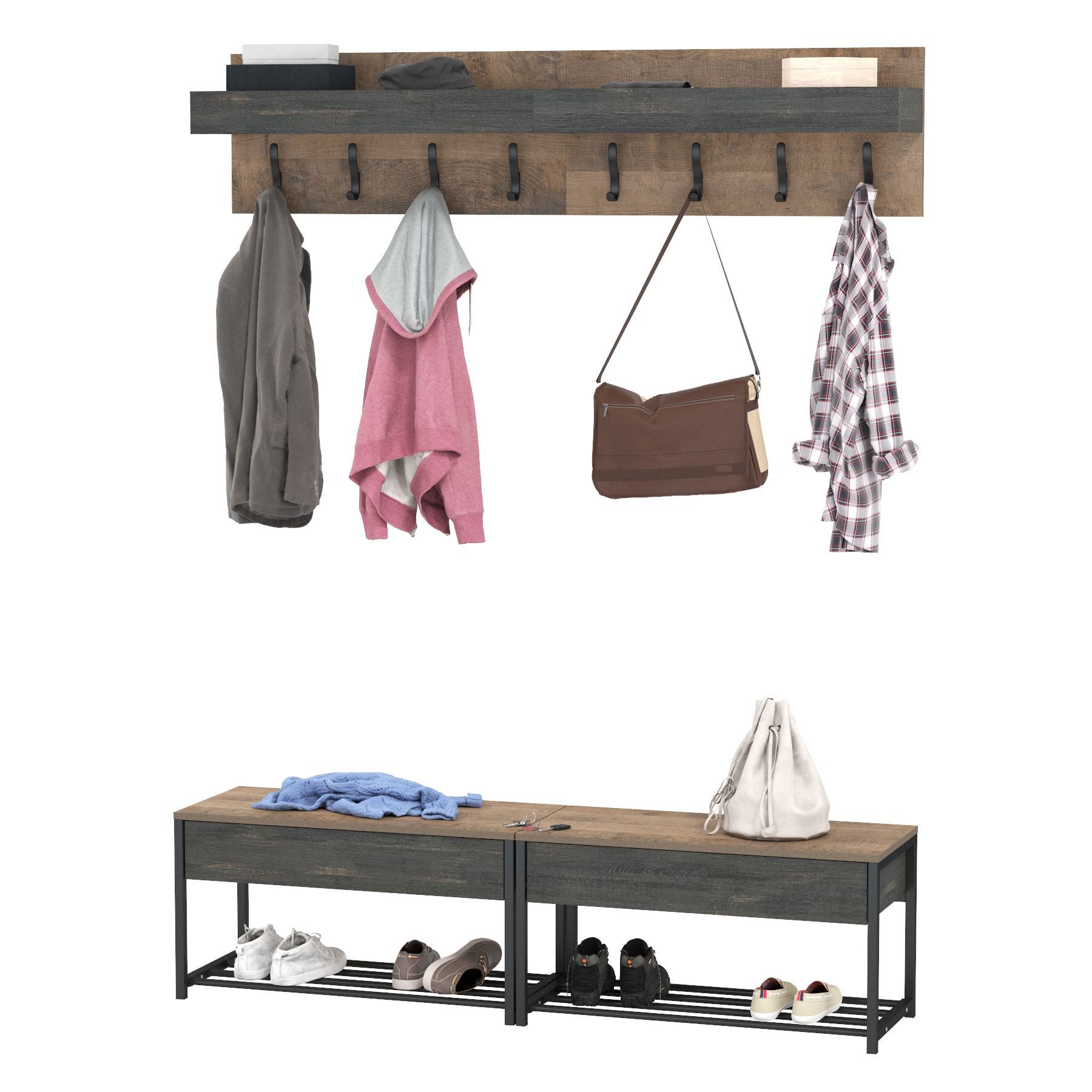 Изображение товара Комплект мебели для прихожей Mobi Трувор № 183 160x146x36.9 см ЛДСП цвет дуб гранж песочный/интра