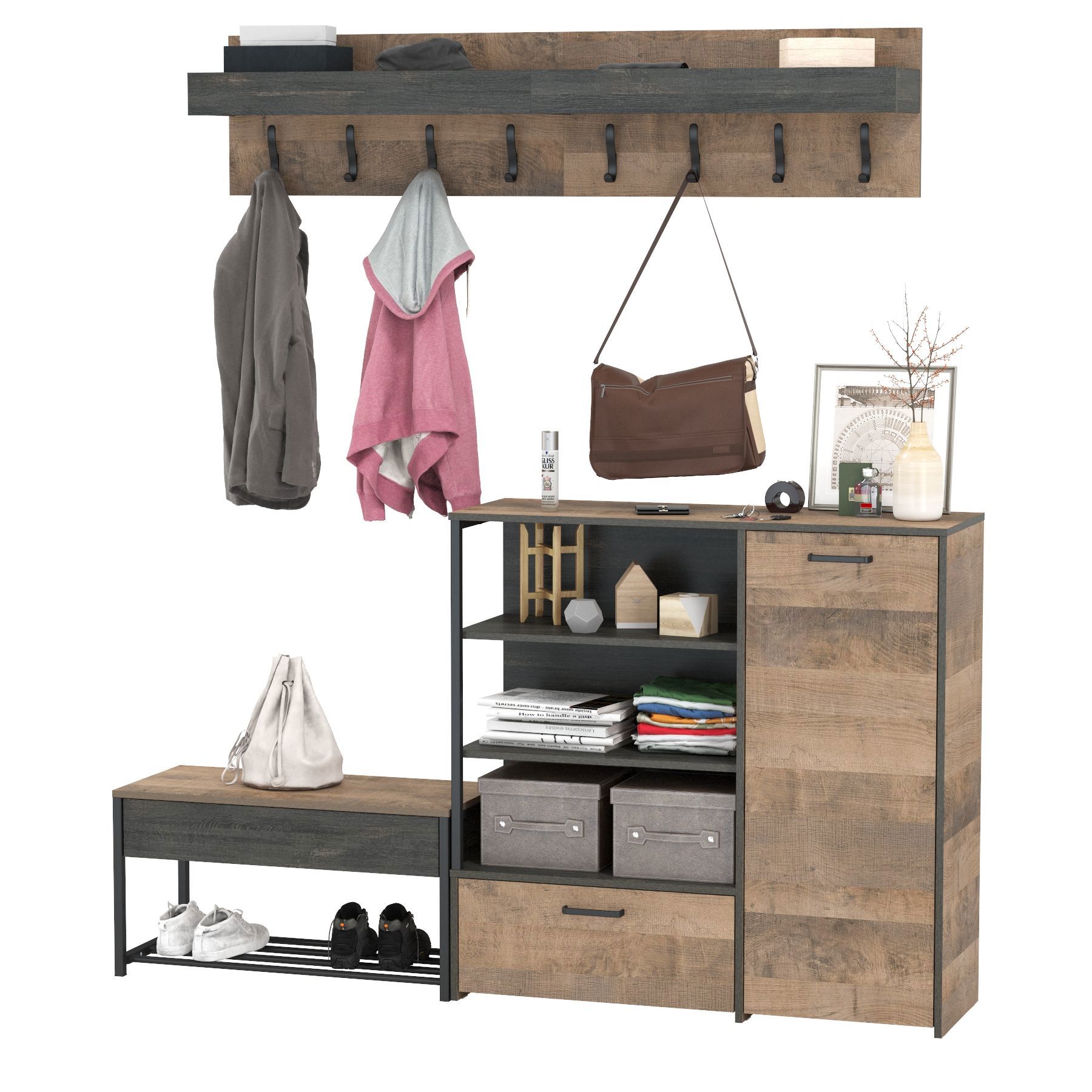 Изображение товара Шкафно-комодный комплект MOBI Трувор №184 с обувницей и вешалками