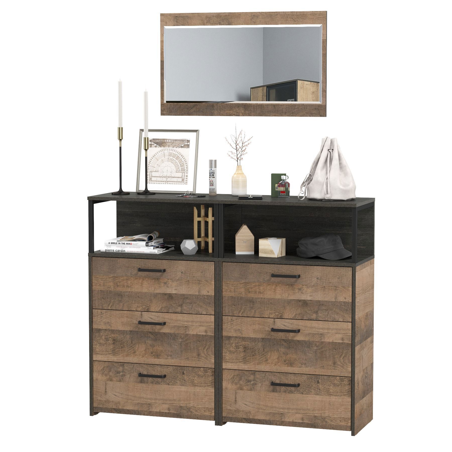 Изображение товара Комплект мебели для прихожей Mobi Трувор 2x13.307.02 + 15.30 80x195x37 см ЛДСП цвет дуб гранж песочный/интра Изображение товара Комплект мебели для прихожей Mobi Трувор 2x13.307.02 + 15.30 80x195x37 см ЛДСП цвет дуб гранж песочный/интра