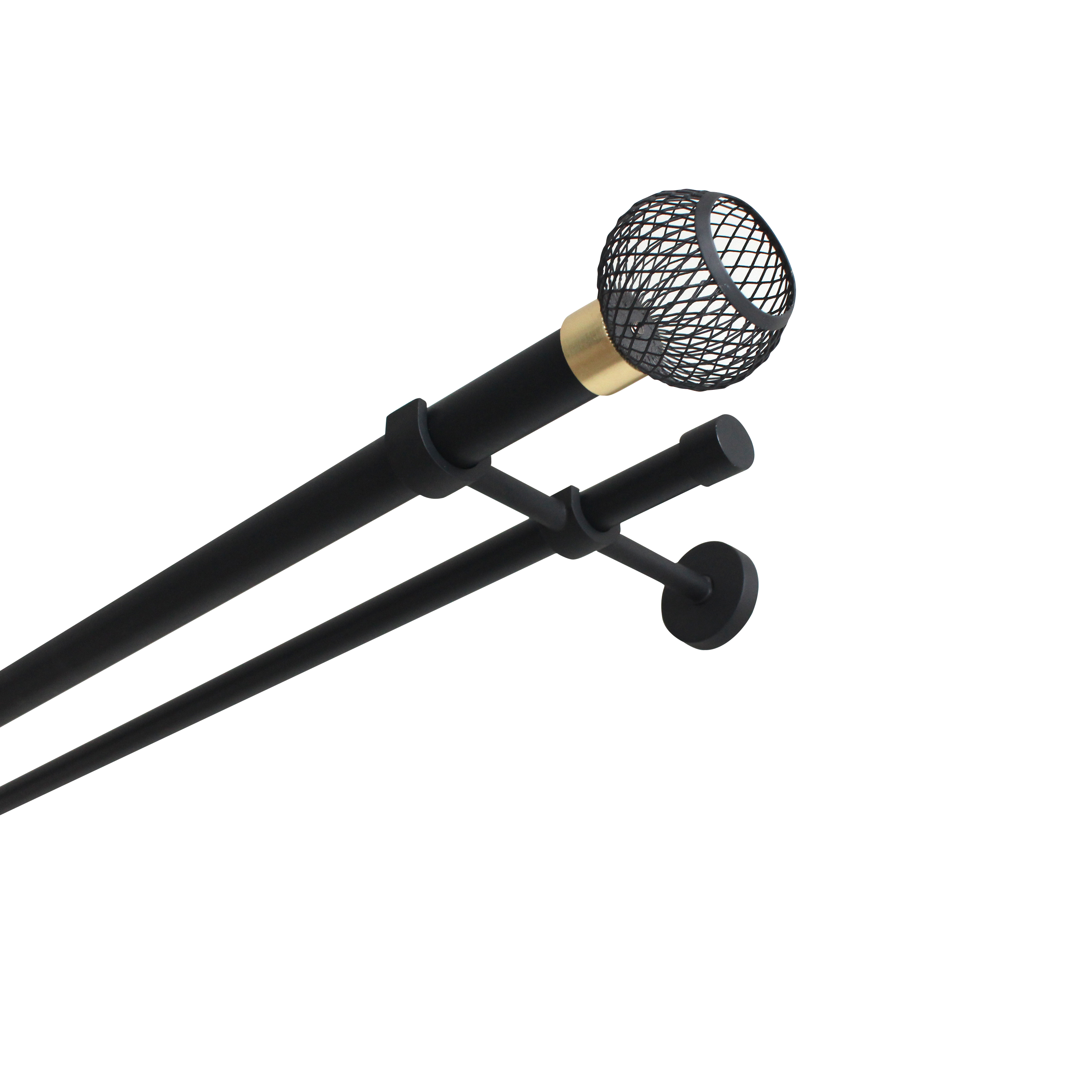 Изображение товара Настенный карниз раздвижной двухрядный KREAFORTA Лесото d25/28 200-360 см металл цвет черный