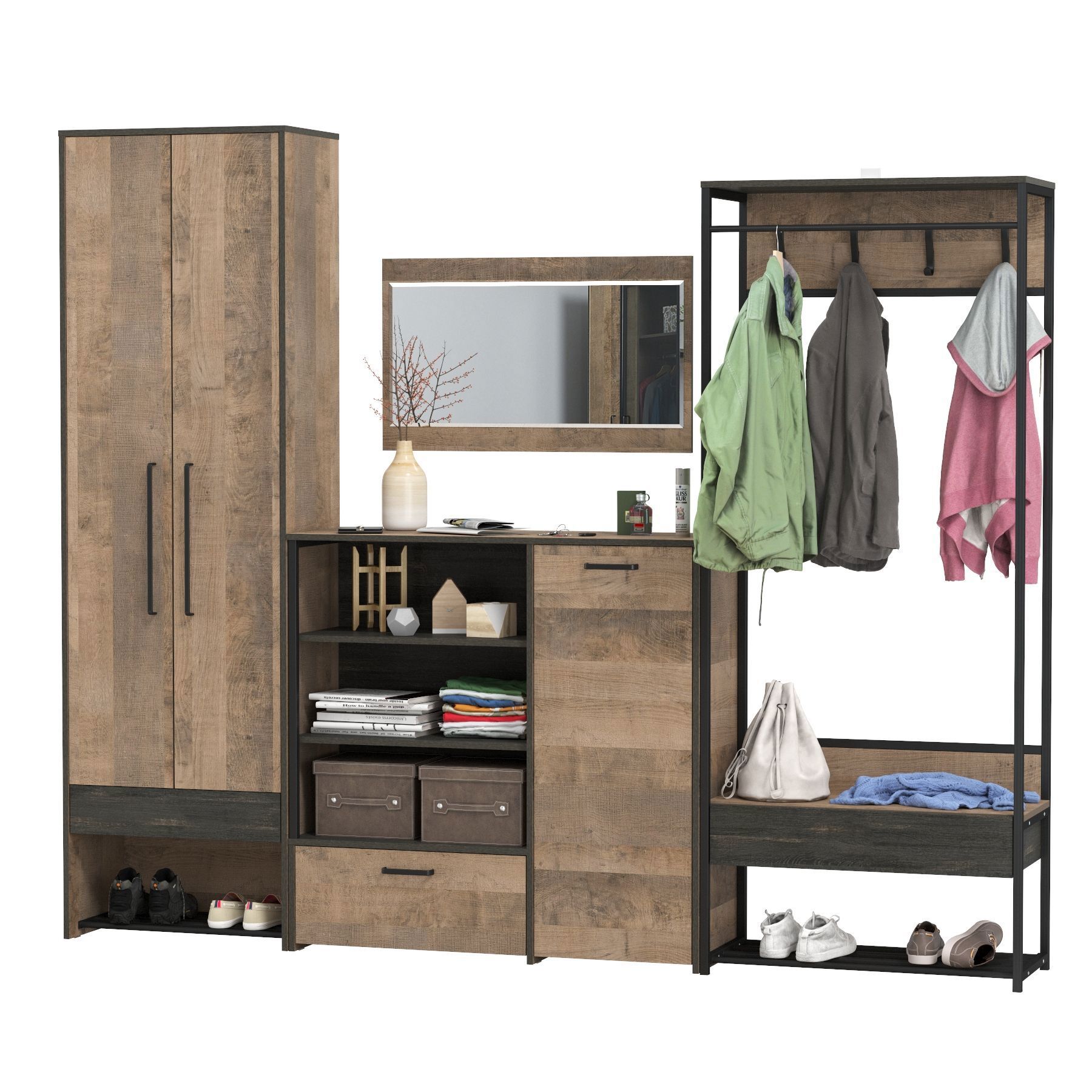 Изображение товара Прихожая MOBI Трувор № 234 Лофт сенсация: дуб гранж песочный/интра