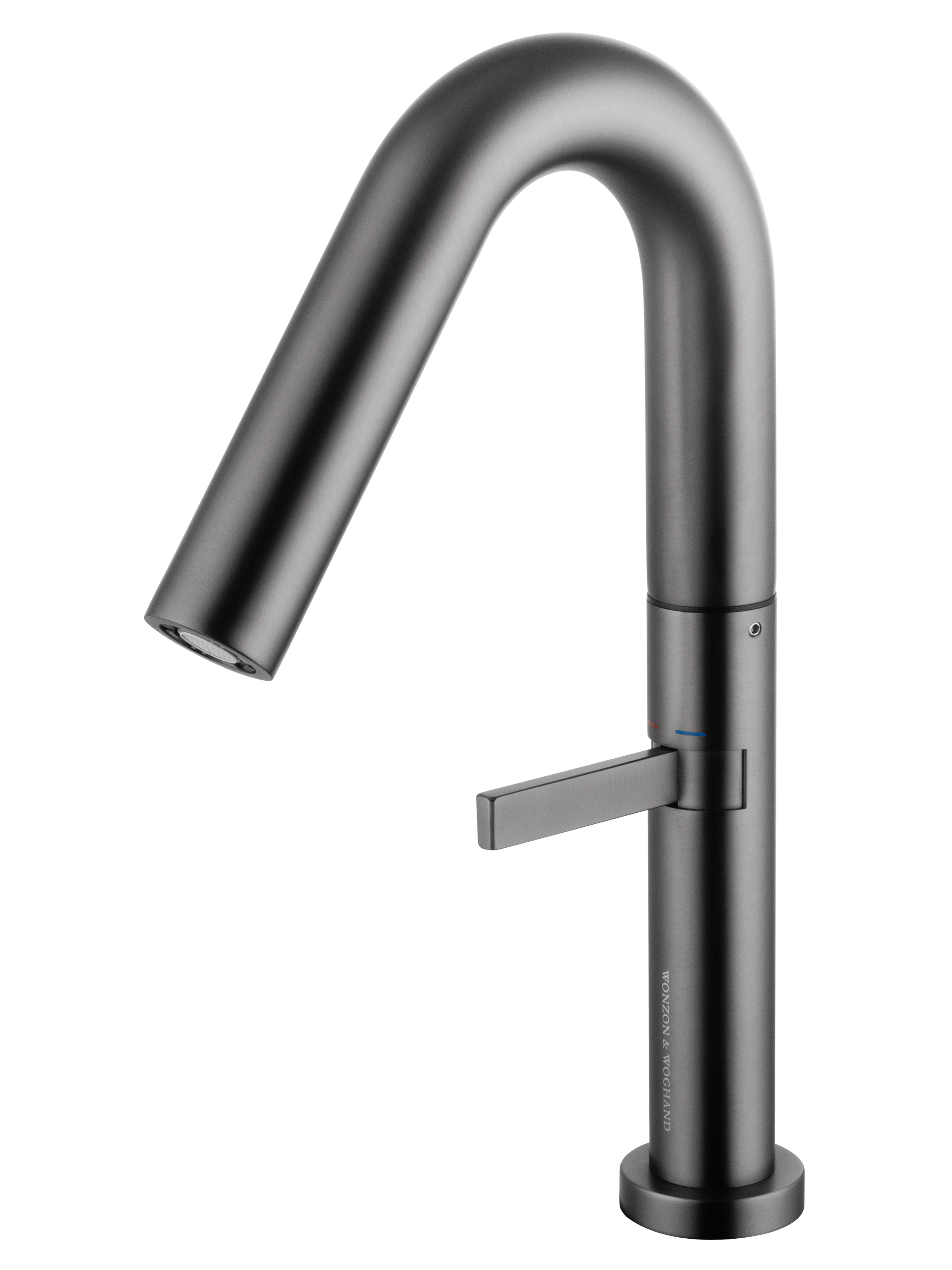 Изображение товара Смеситель для раковины высокий Wonzon & Woghand однорычажный цвет темный графит WW-6068-BGG