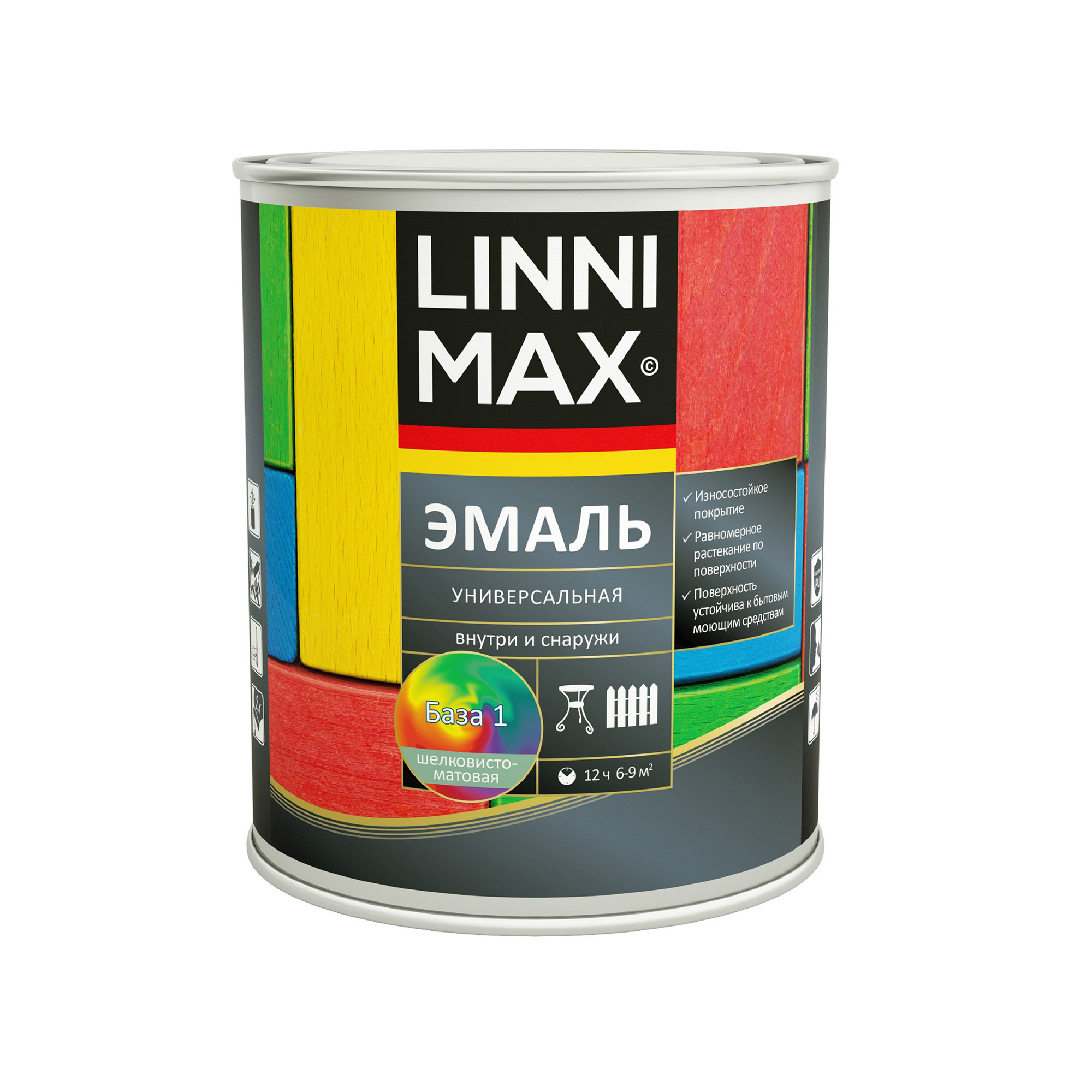 Изображение товара Универсальная алкидная эмаль Linnimax белая 0.75 л для внутренних и наружных работ