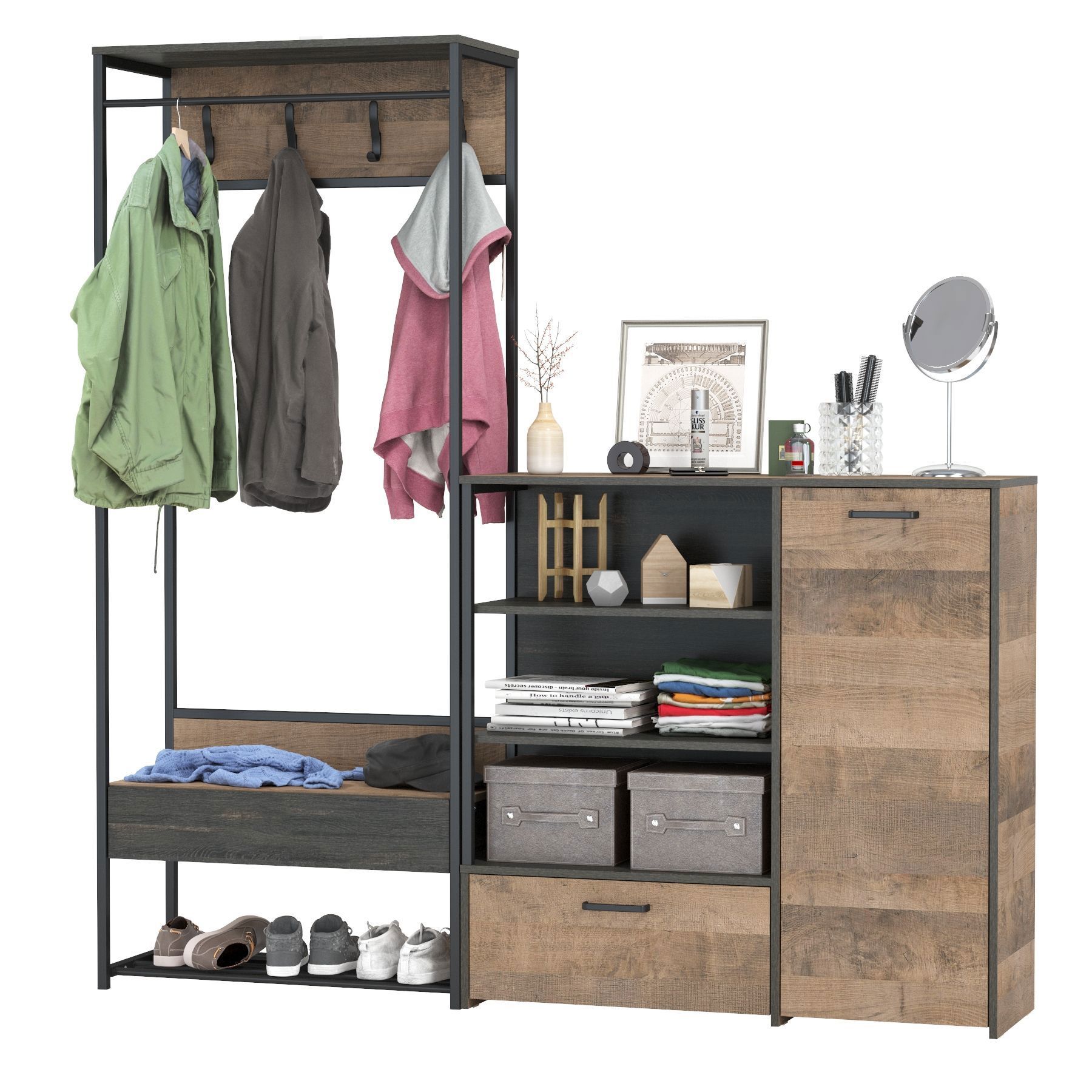 Изображение товара Прихожая MOBI Трувор 15.120+13.307.01: стиль лофт, вместительный комод