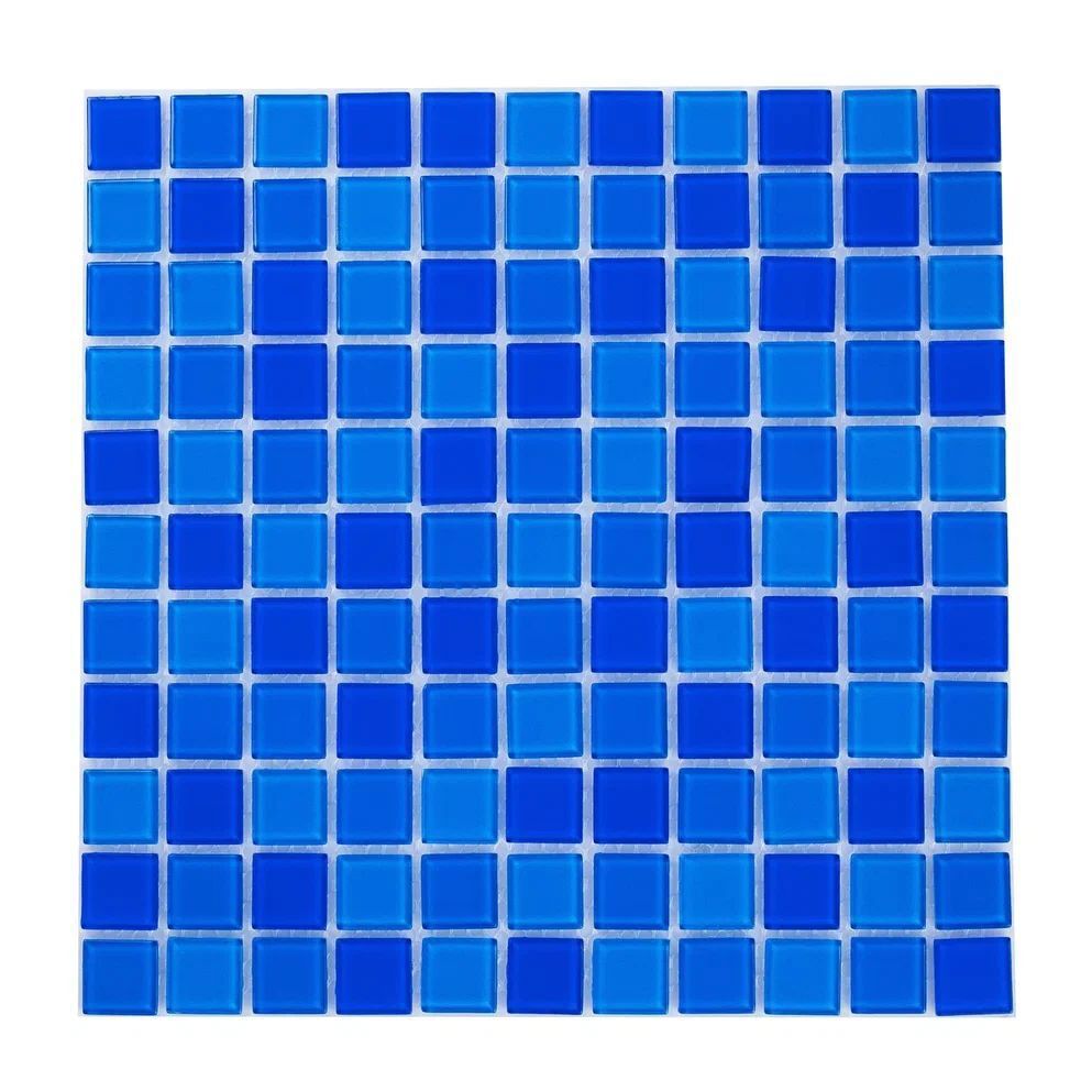 Изображение товара Стеклянная мозаика Керамоград 30x30 синий для ванной и бассейна