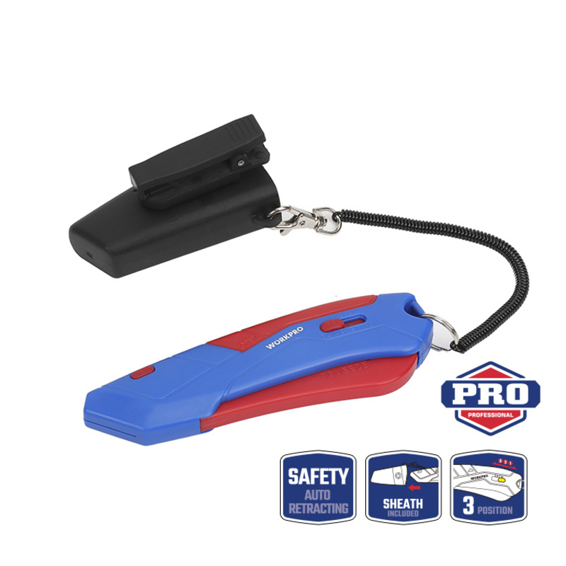 Изображение товара Нож строительный WORKPRO WP213010 50 мм с автоматическим втягиванием и 4 лезвиями