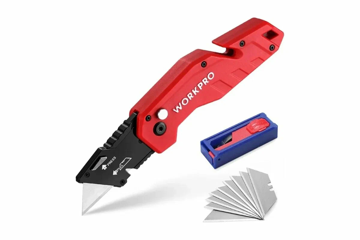 Изображение товара Нож строительный WORKPRO WP211018 20 мм лезвие 30 мм, 10 сменных лезвий