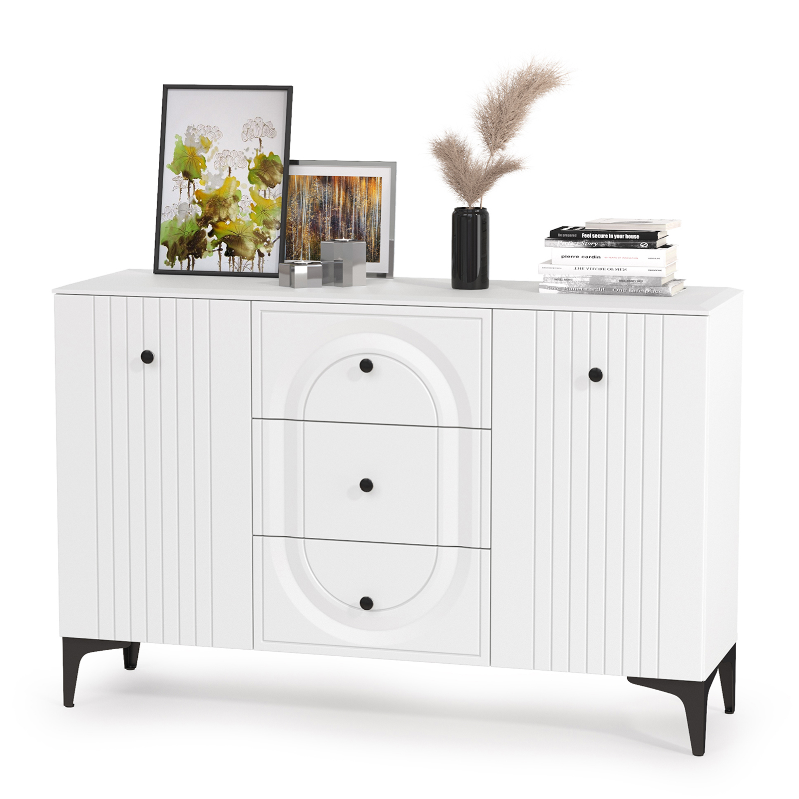 Изображение товара Комод Mobi Валенсия 13.309 3 ящика 133.2x38.4x87.5 см лдсп цвет белый шагрень /белый шагрень