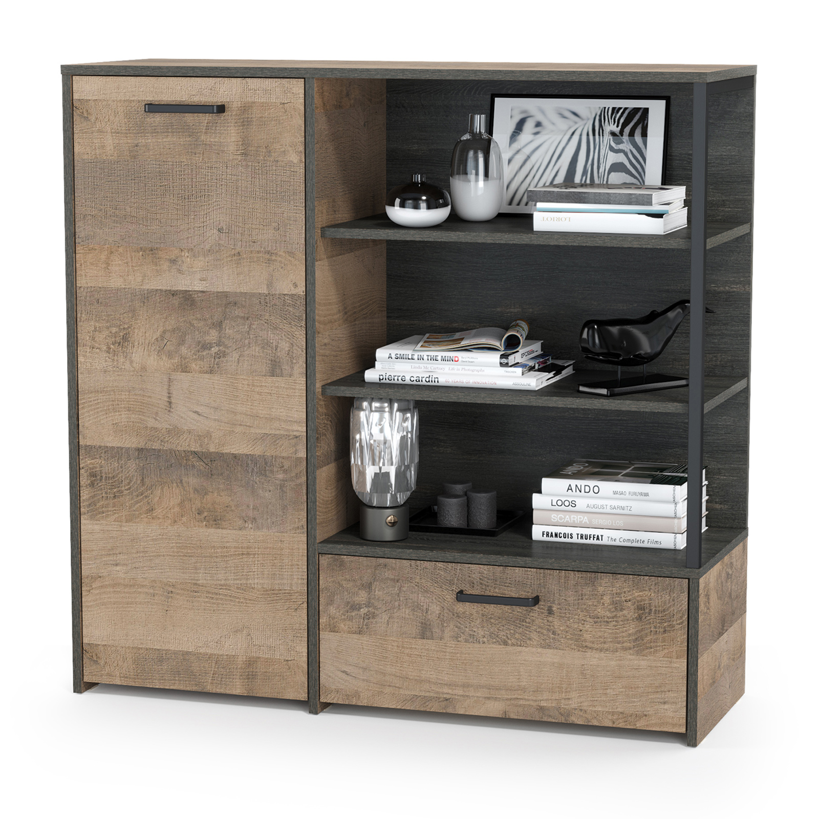 Изображение товара Комод Mobi Трувор 13.307.01 1 ящик 109x36.9x106.9 см лдсп цвет дуб гранж песочный/интра