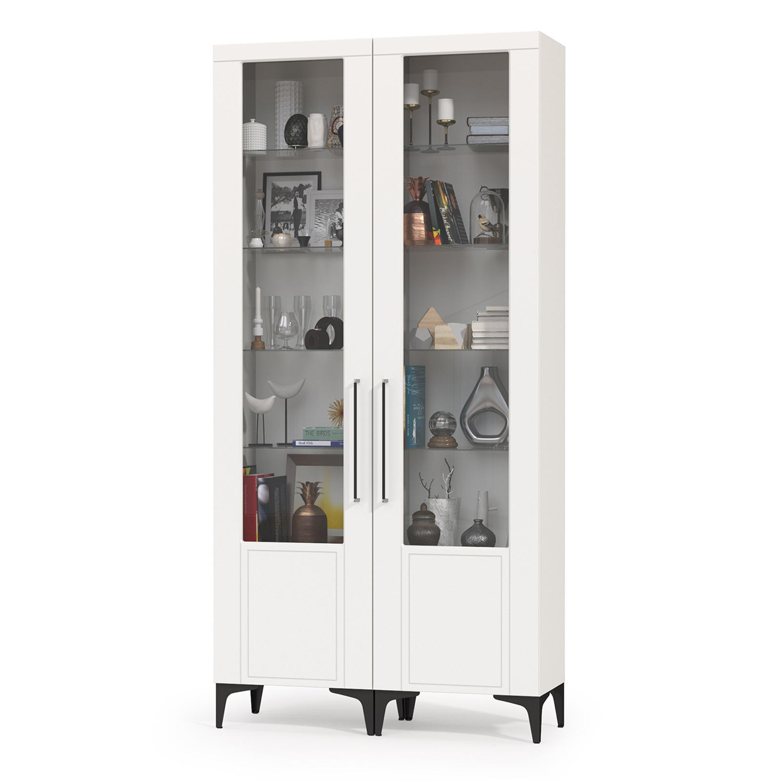 Изображение товара Шкаф распашной Mobi Валенсия № 129 с 1 дверью 110x225.2x38.1 см ЛДСП цвет белый шагрень 2 шт.