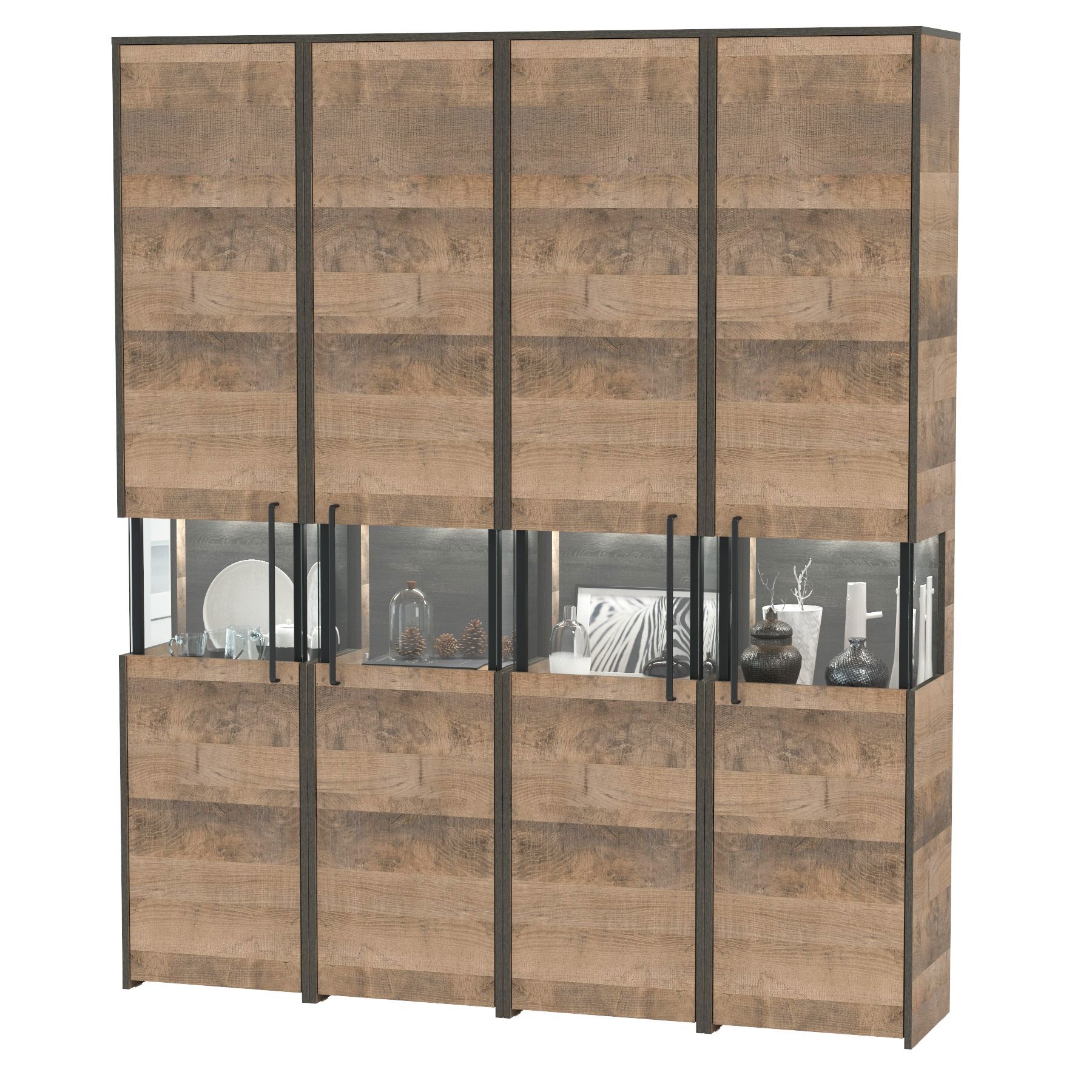 Изображение товара Шкаф распашной Mobi Трувор с 4 дверями 179.2x210x37 см ЛДСП цвет дуб гранж песочный/интра