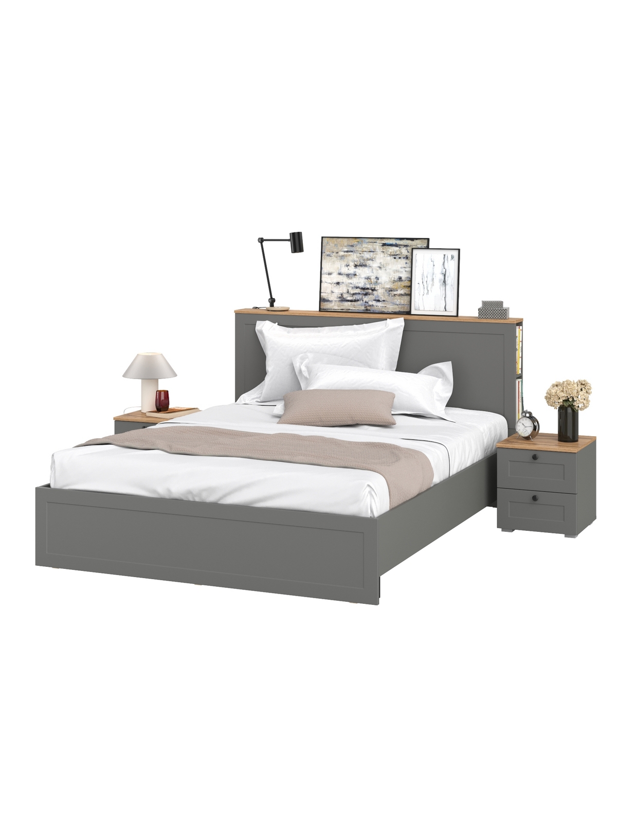 Изображение товара Кровать MOBI Остин 11.53+2х16.152 с ортопедическим основанием и двумя тумбами