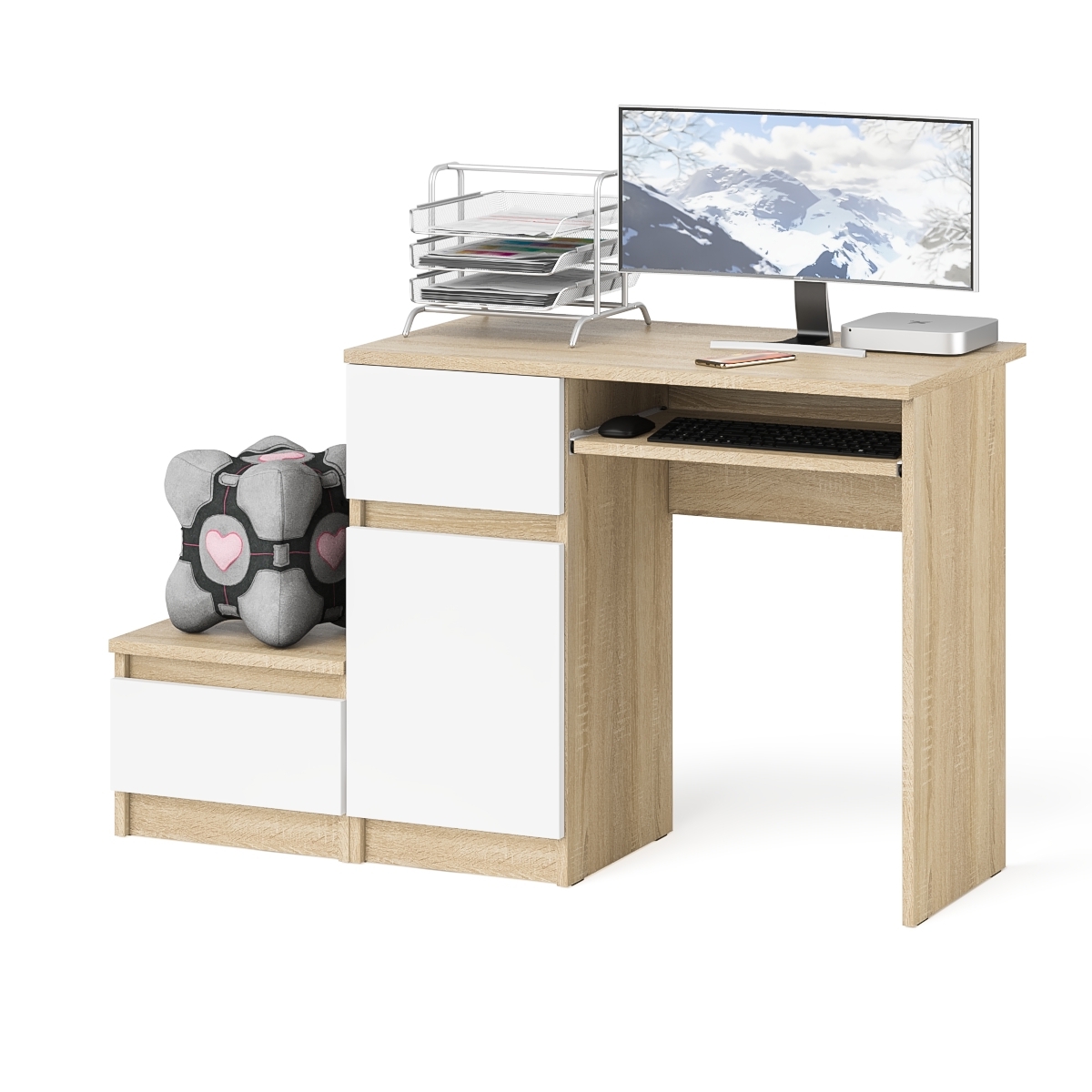 Изображение товара Игровой компьютерный стол Свк Мори МС-1 левый 130.4x76.6x50 см ЛДСП цвет дуб сонома/белый