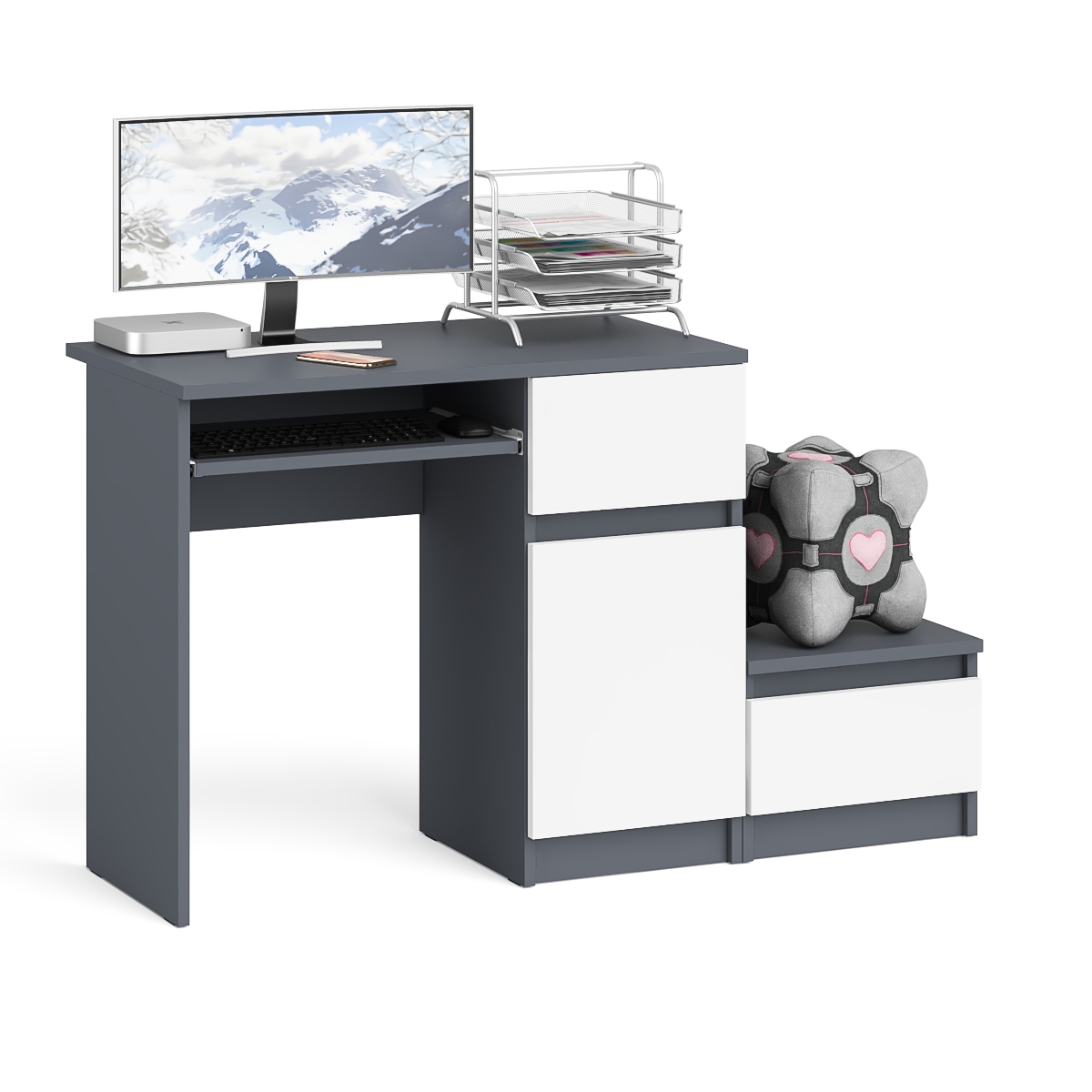 Изображение товара Игровой компьютерный стол Свк Мори МС-1 правый 130.4x76.6x50 см ЛДСП цвет графит/белый