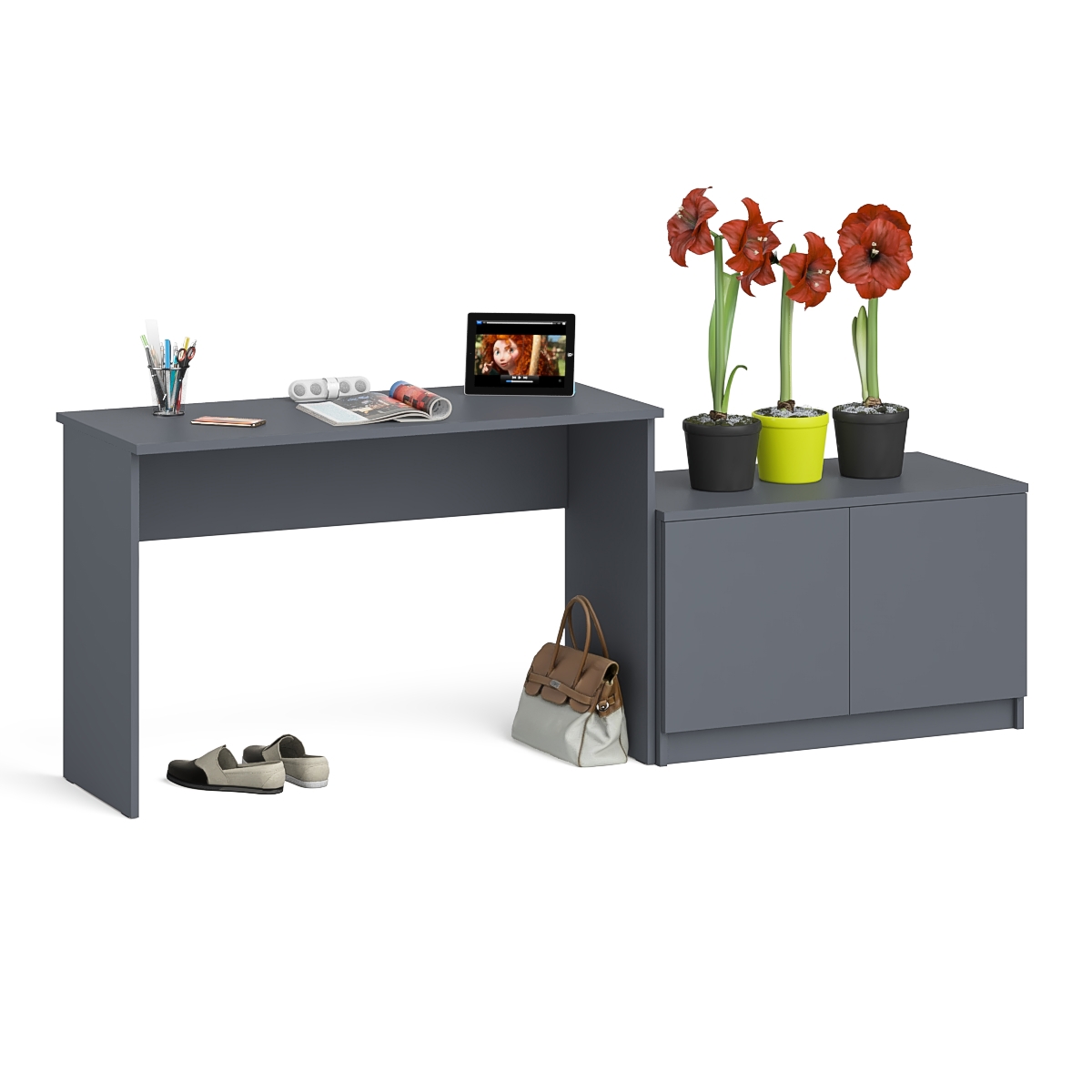 Изображение товара Стол письменный Свк Мори 210.8x76.6x50.4 см ЛДСП цвет графит